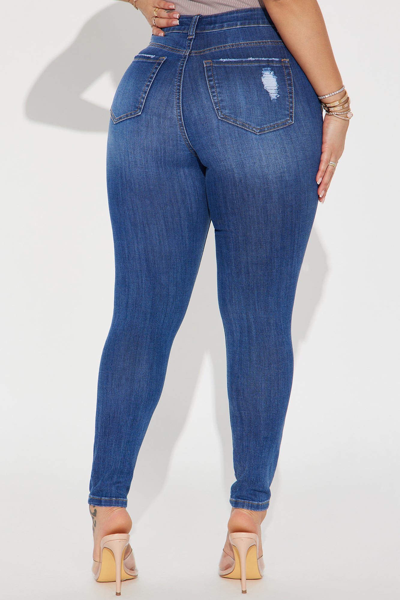 Tall Higher Frequency Stretch Ripped Skinny Jeans - Medium Wash