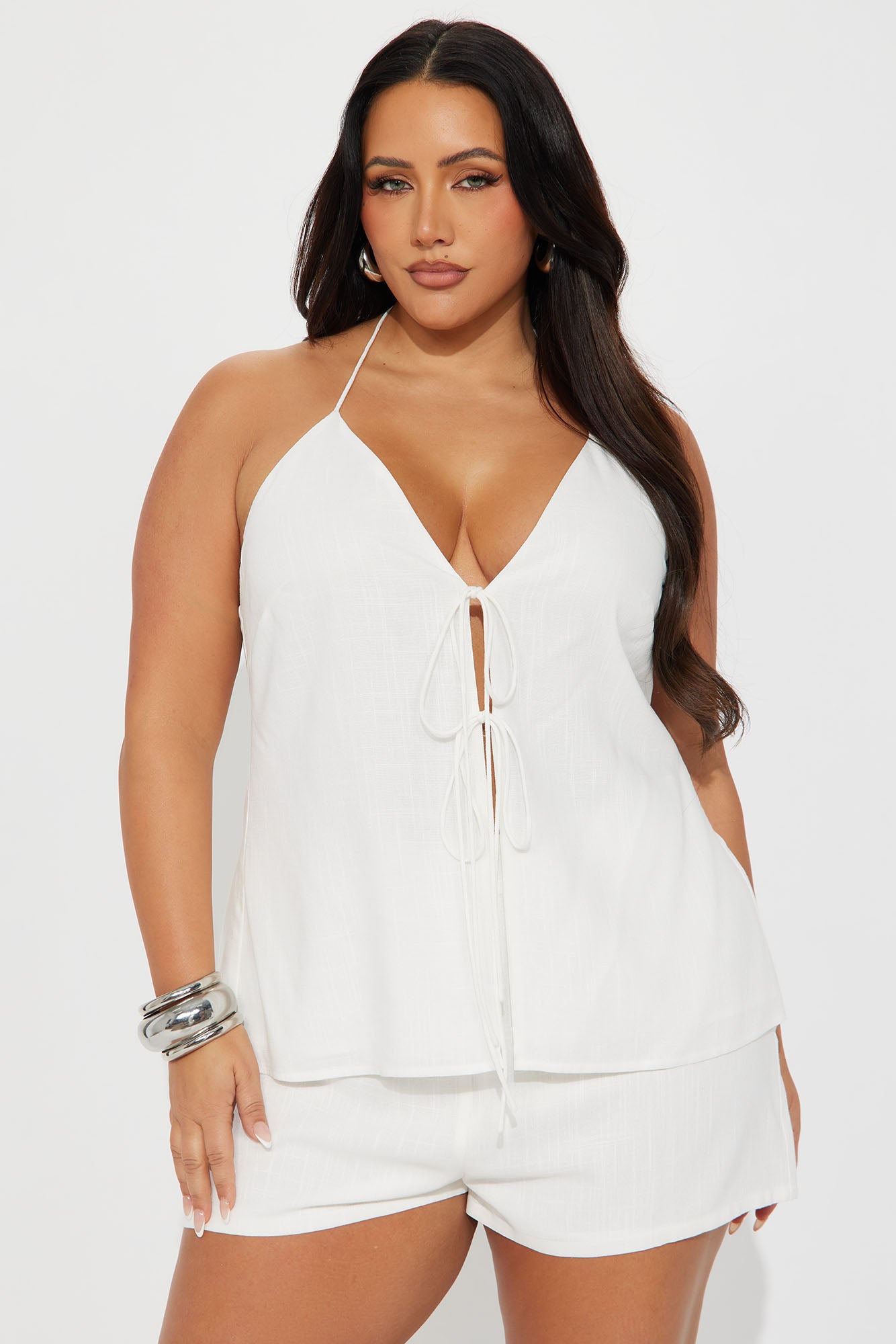 Shelby Linen Short Set - White