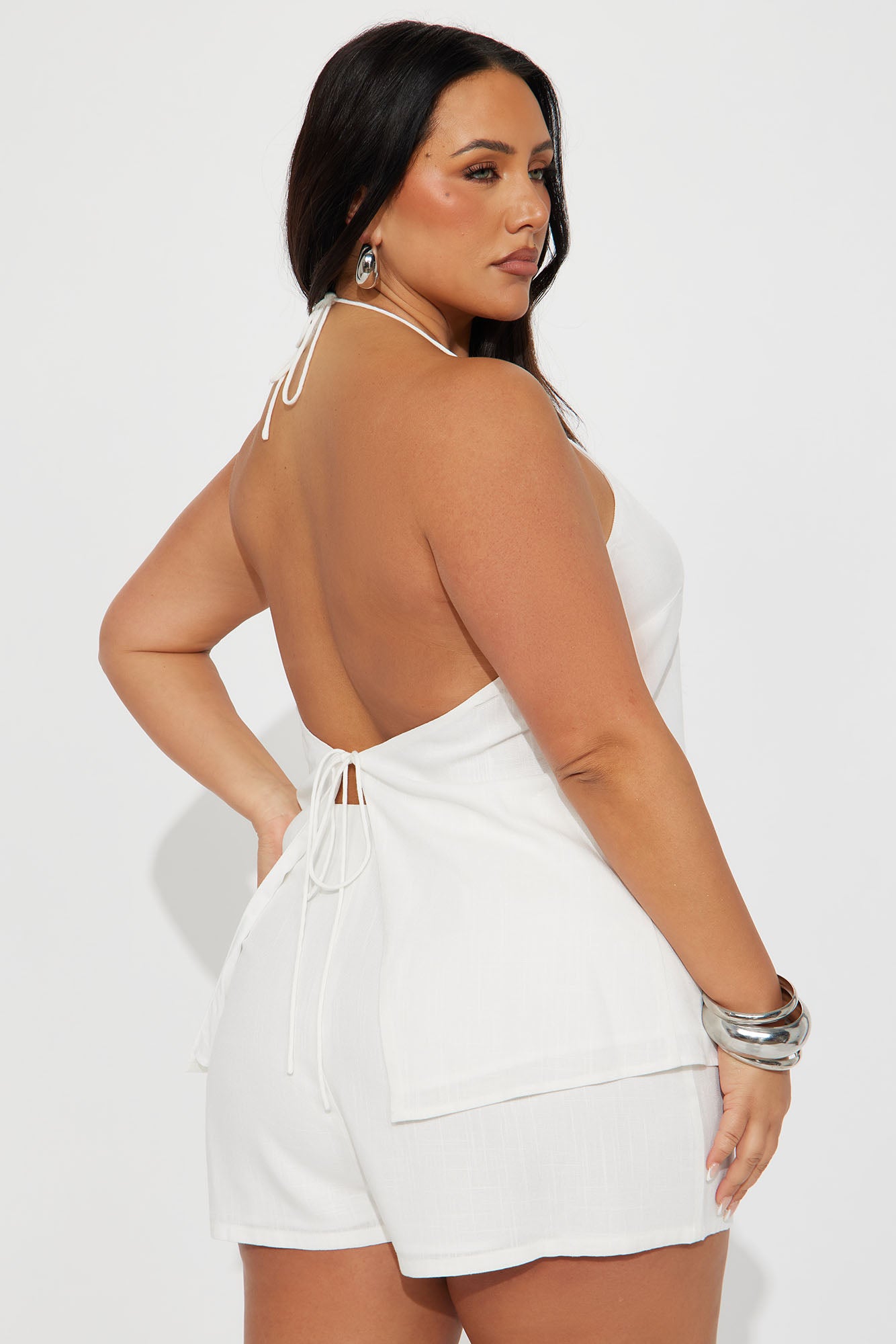 Shelby Linen Short Set - White