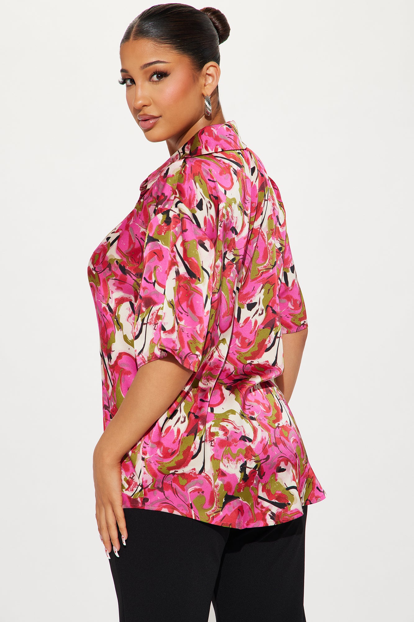 Ava Abstract Shirt - Fuchsia/combo