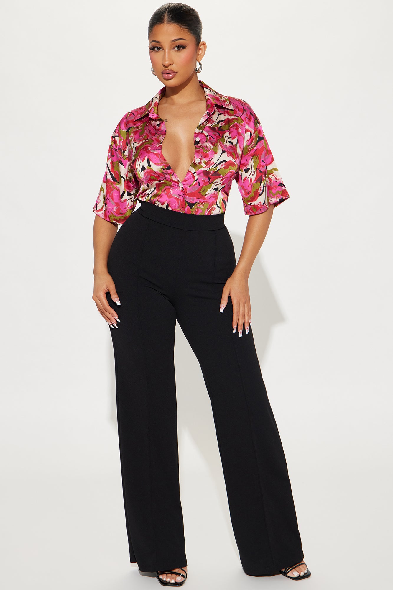 Ava Abstract Shirt - Fuchsia/combo