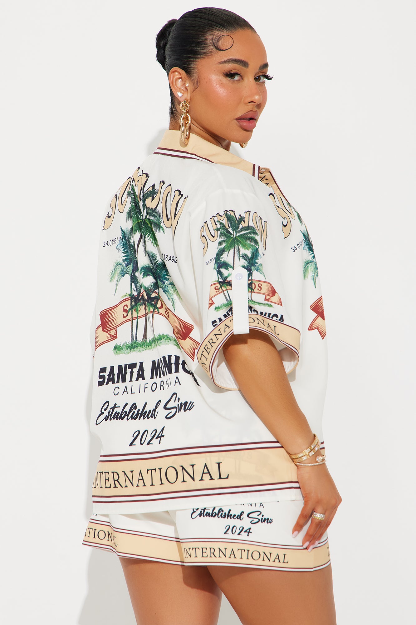 Santa Monica Love Short Set - Tan/Multi