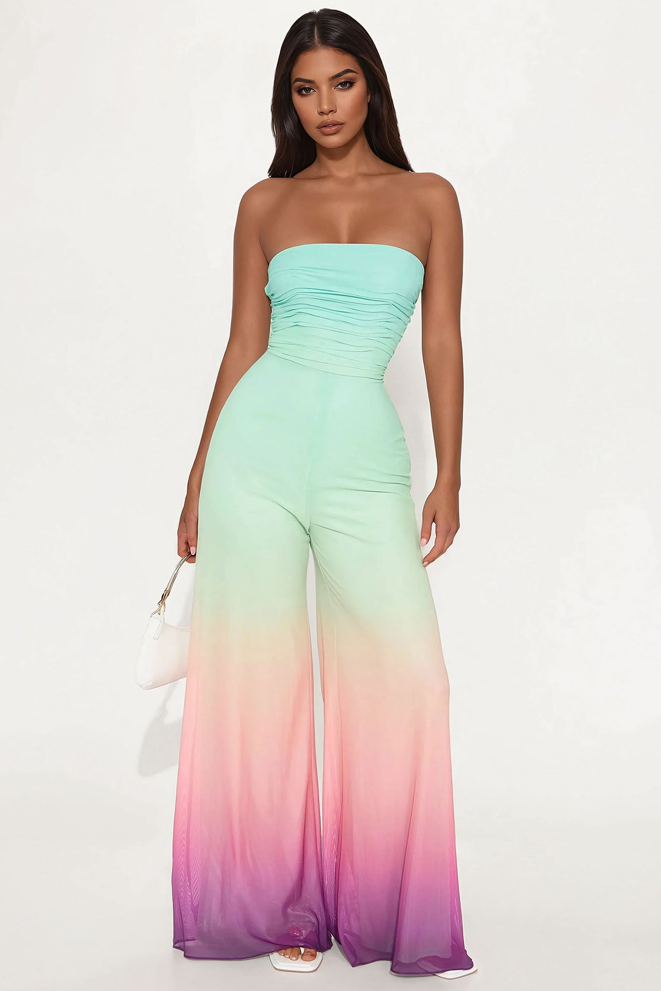 Sipping Mai Tais Mesh Jumpsuit - Aqua/Combo