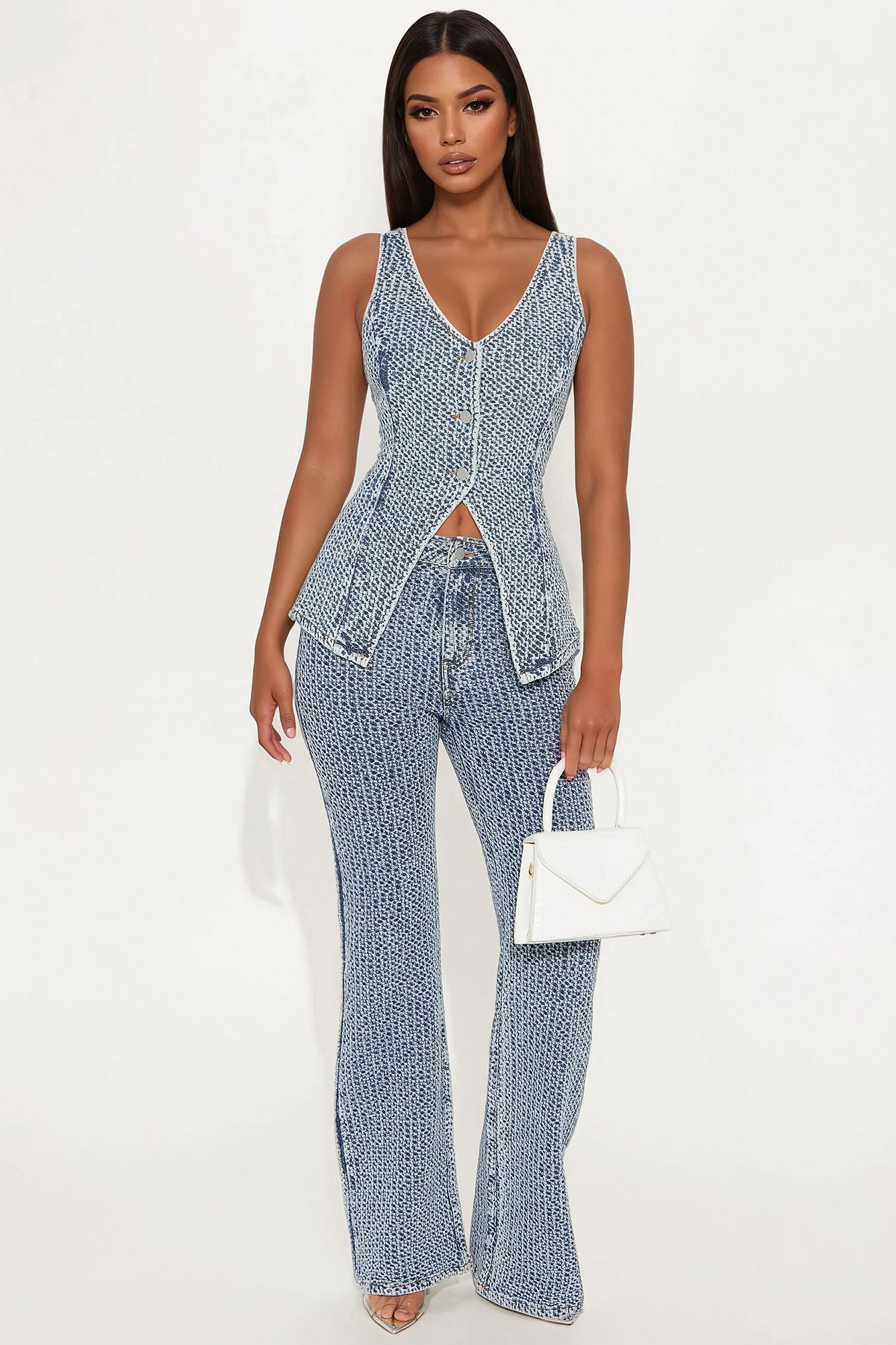 Midnight Glow Flare Pants Set - Medium Wash