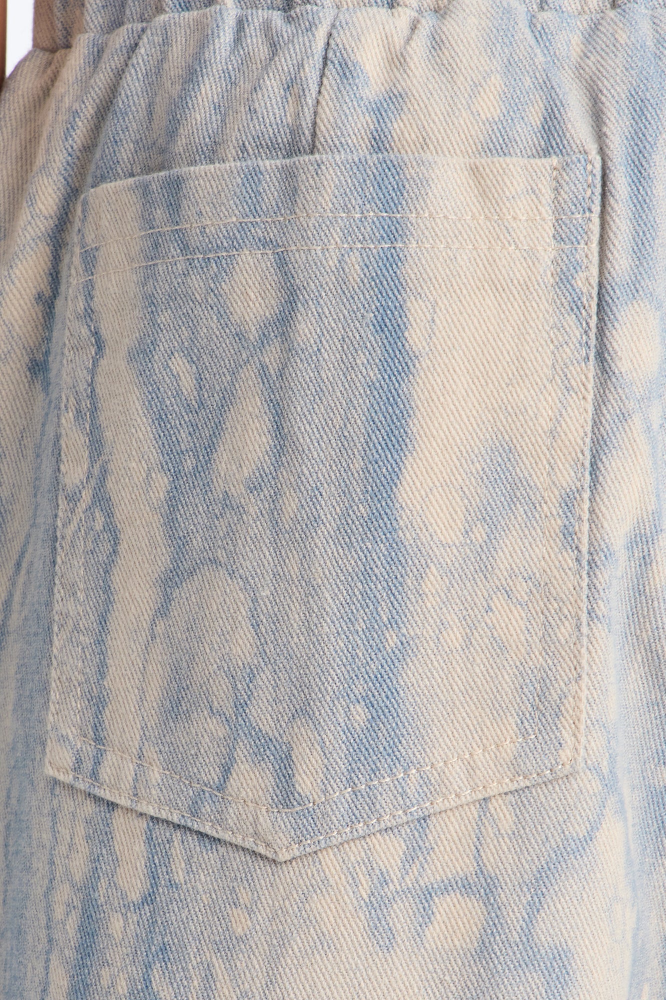 Mini Watermark Pull On Printed Wide Leg Jeans - Blue Wash