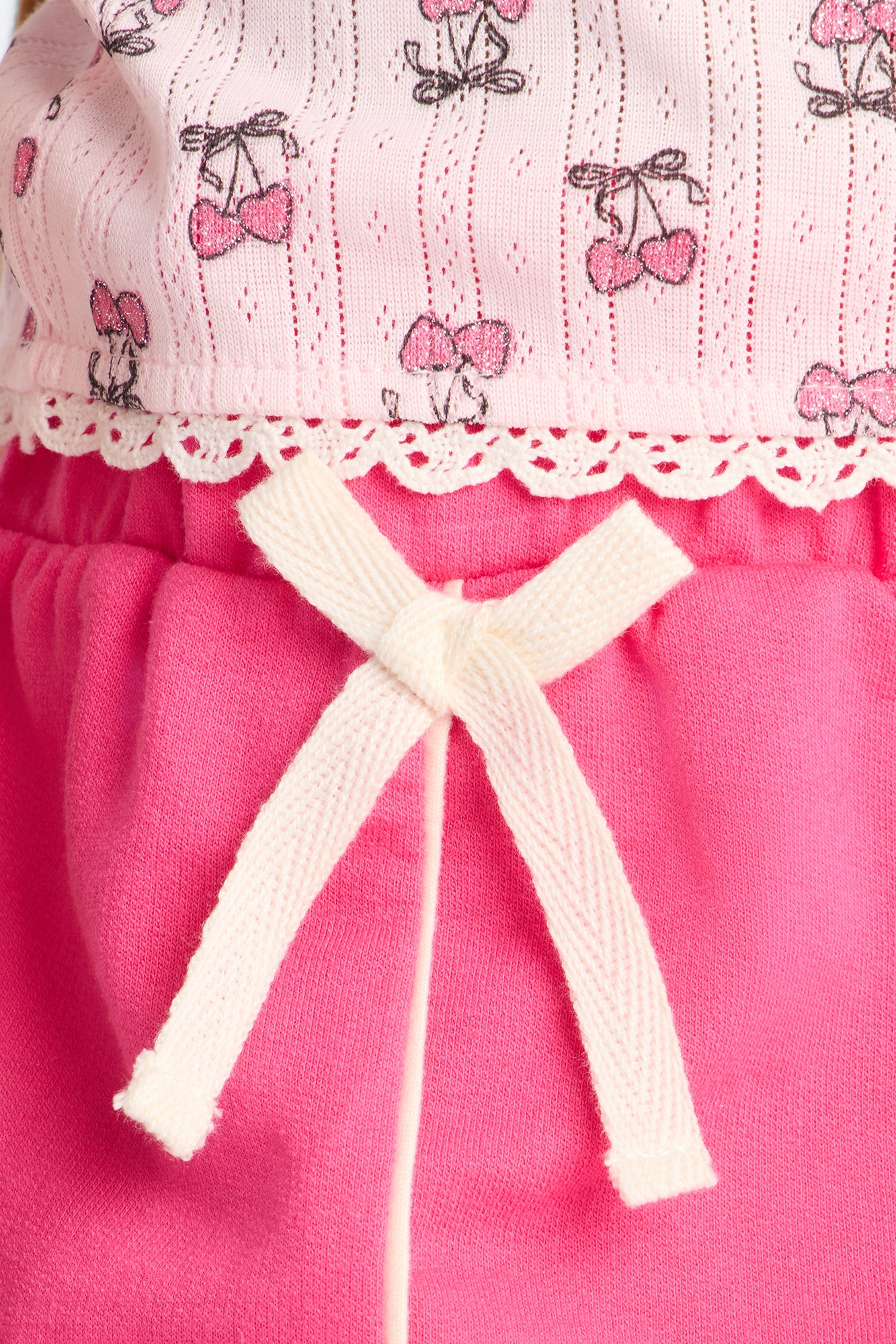 Mini Cherry Sweet Girl Wide Leg Pant Set - Pink