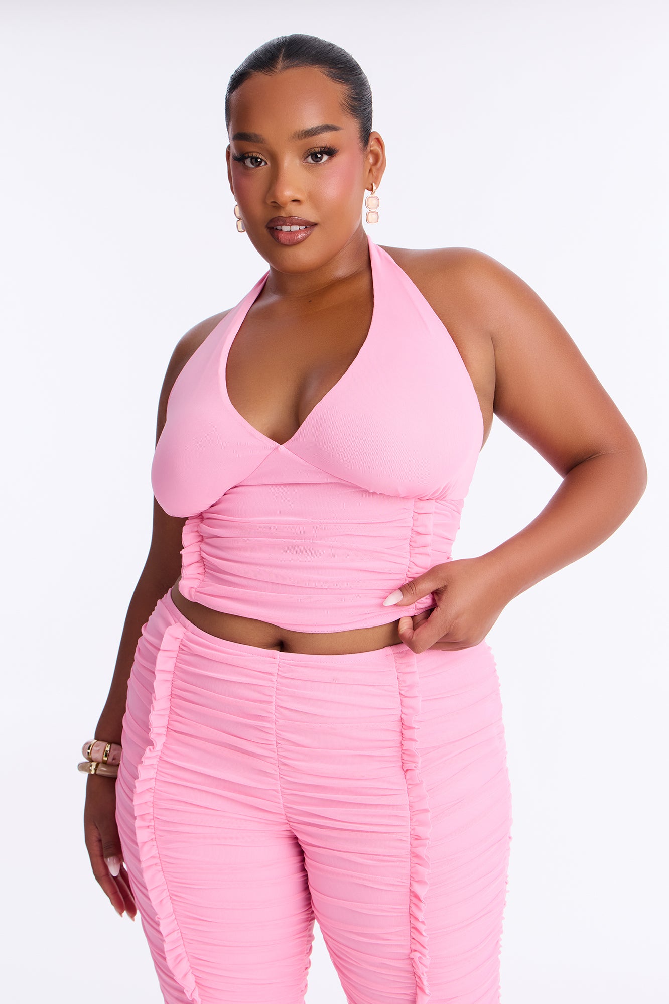 Laced With Love Mesh Capri Set - Pink