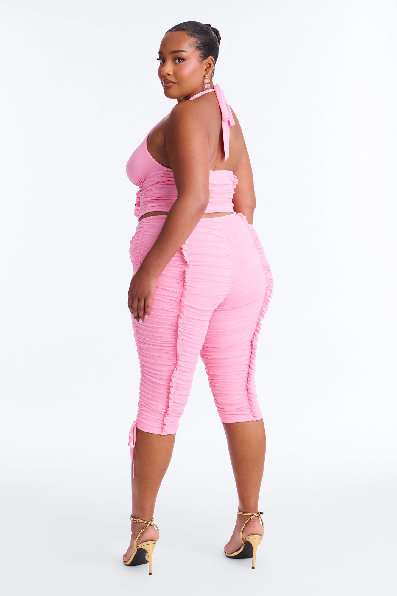 Laced With Love Mesh Capri Set - Pink