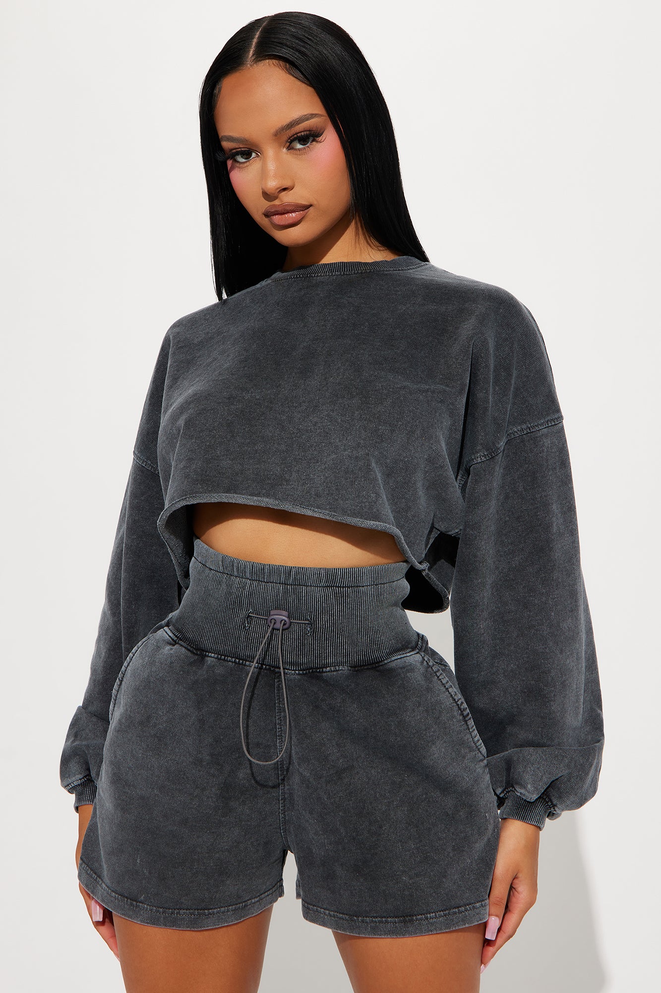 Feeling Good Short Set - Charcoal