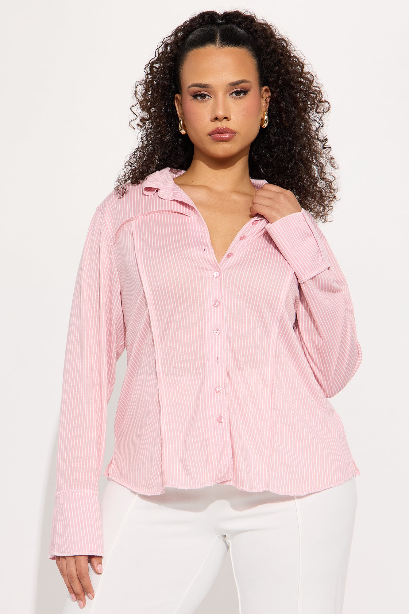 Serena Striped Shirt - Pink/combo