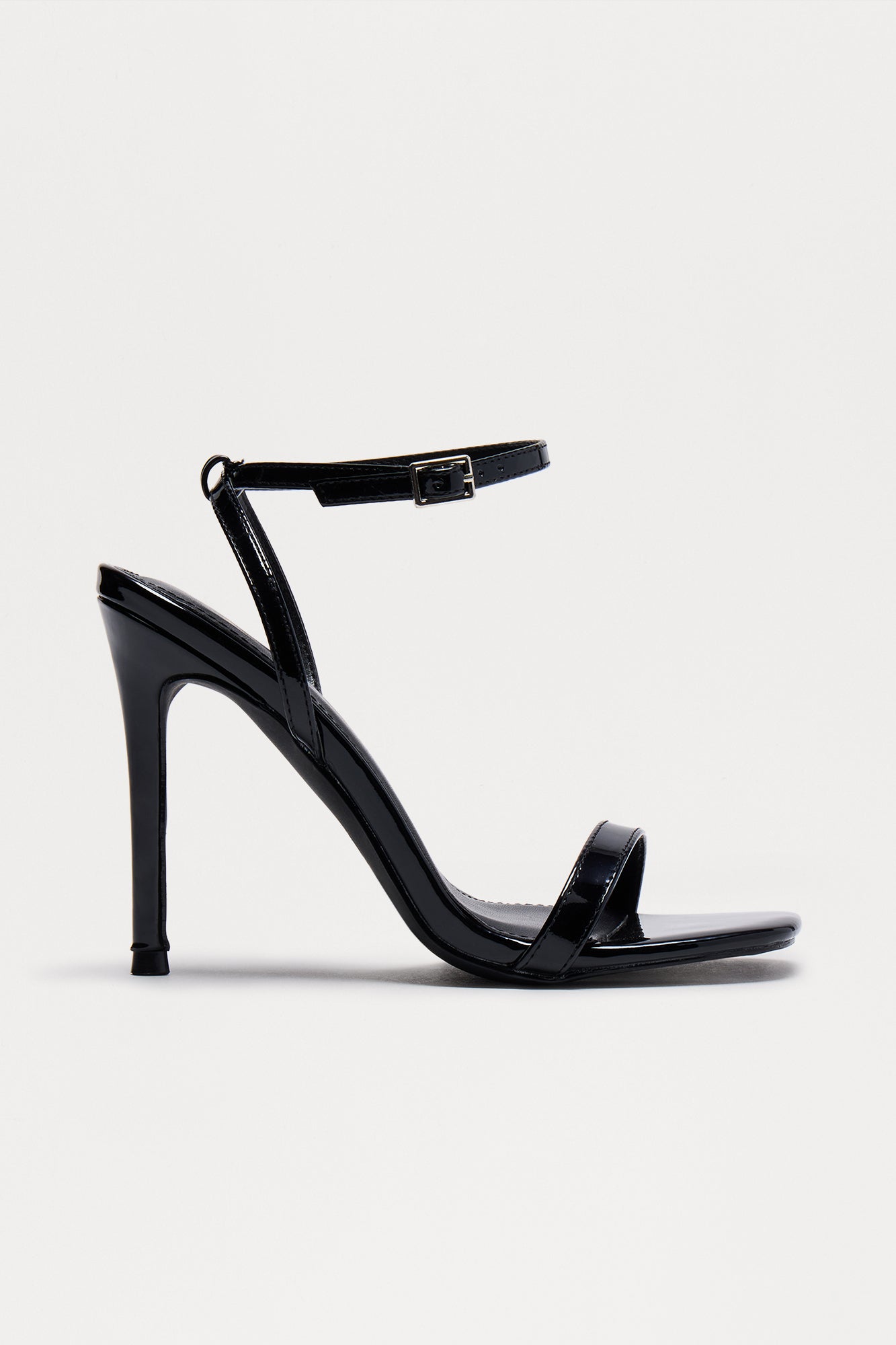 Serefina Square Toe Ankle Strap Heels - Black