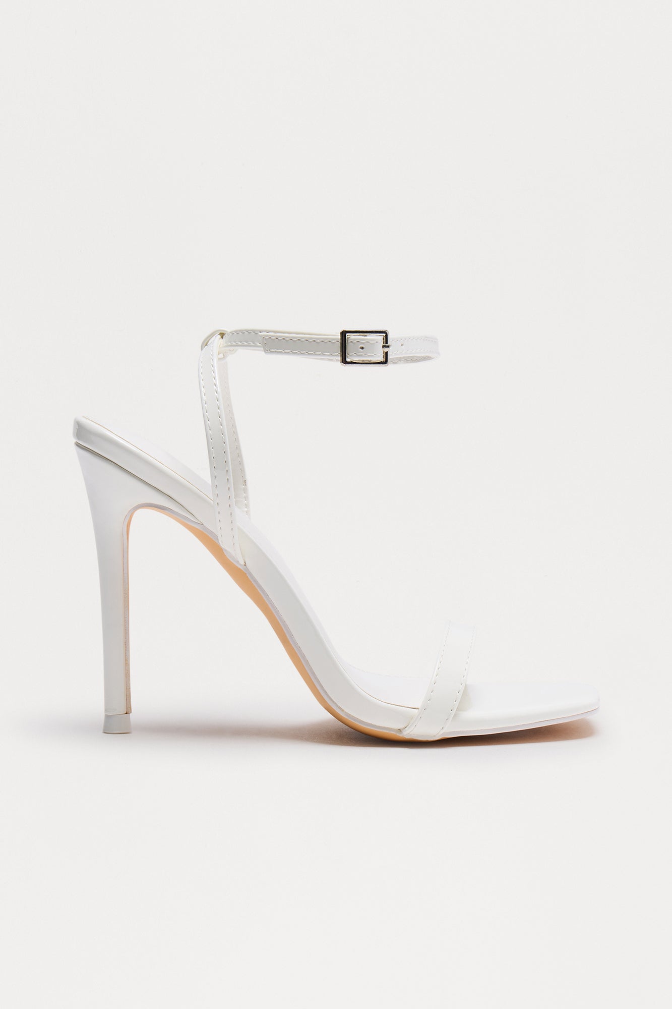 Serefina Square Toe Ankle Strap Heels - White