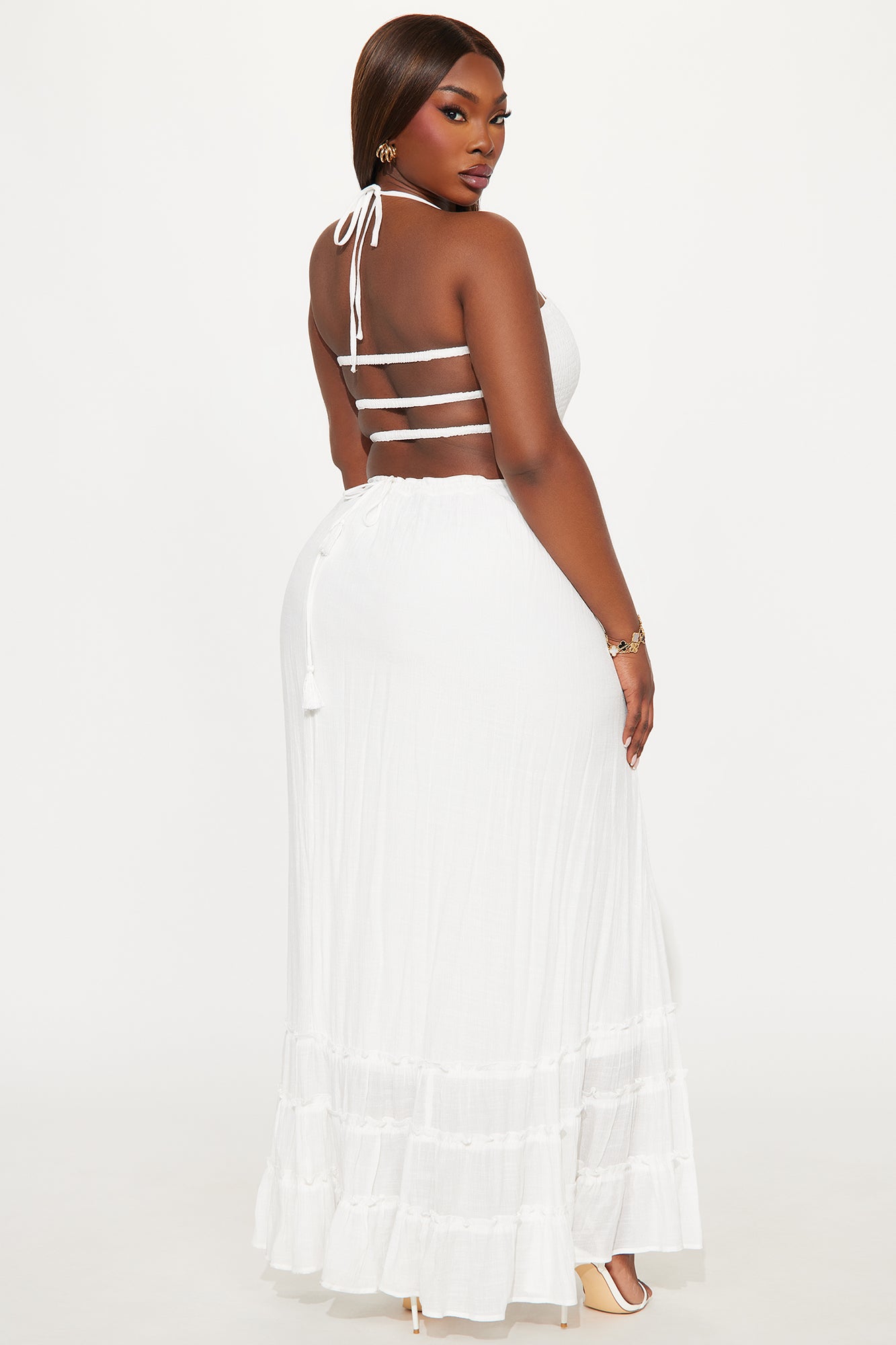 Hayley Halter Maxi Dress - White