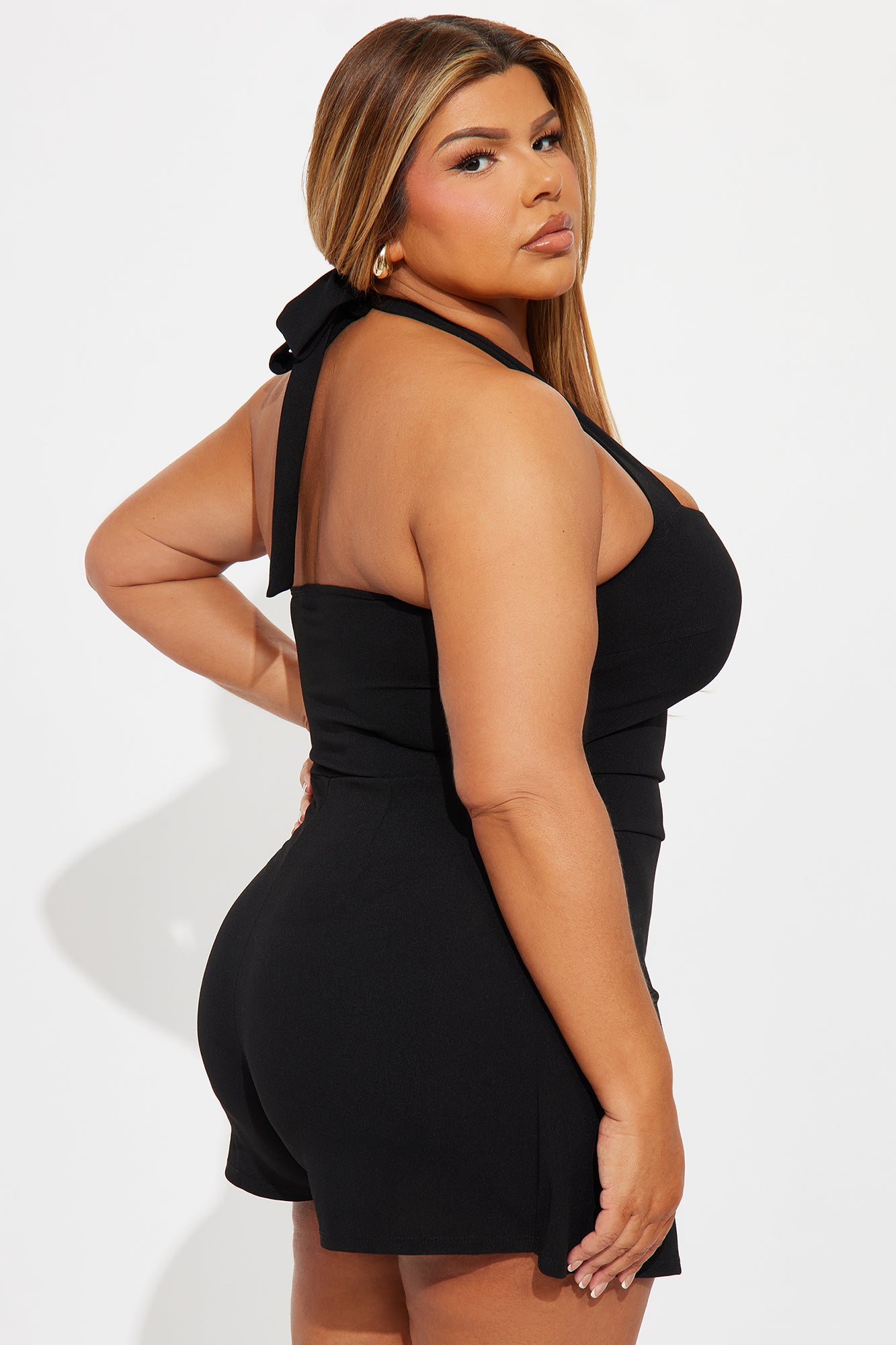 First Time Here Crepe Skort Romper - Black