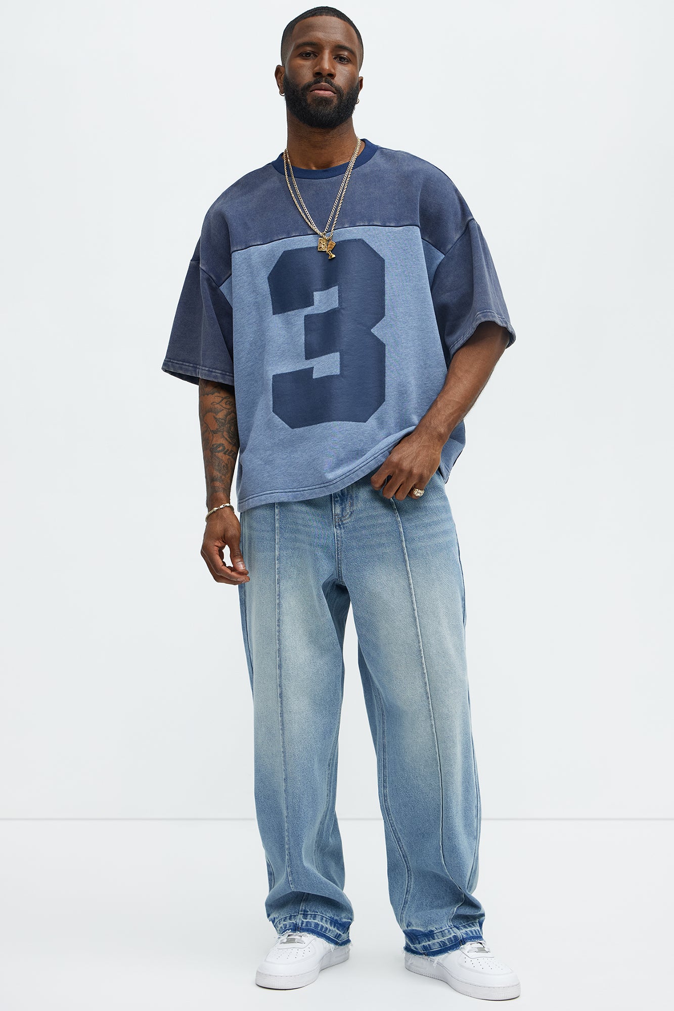 Kyle Color Block Oversized Tee - Navy/combo
