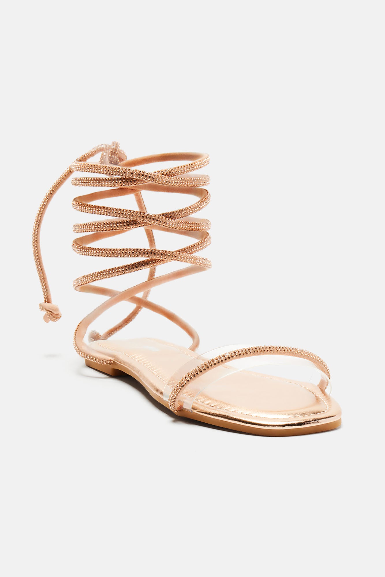 Camila Wrap Up Sandals - Rose Gold