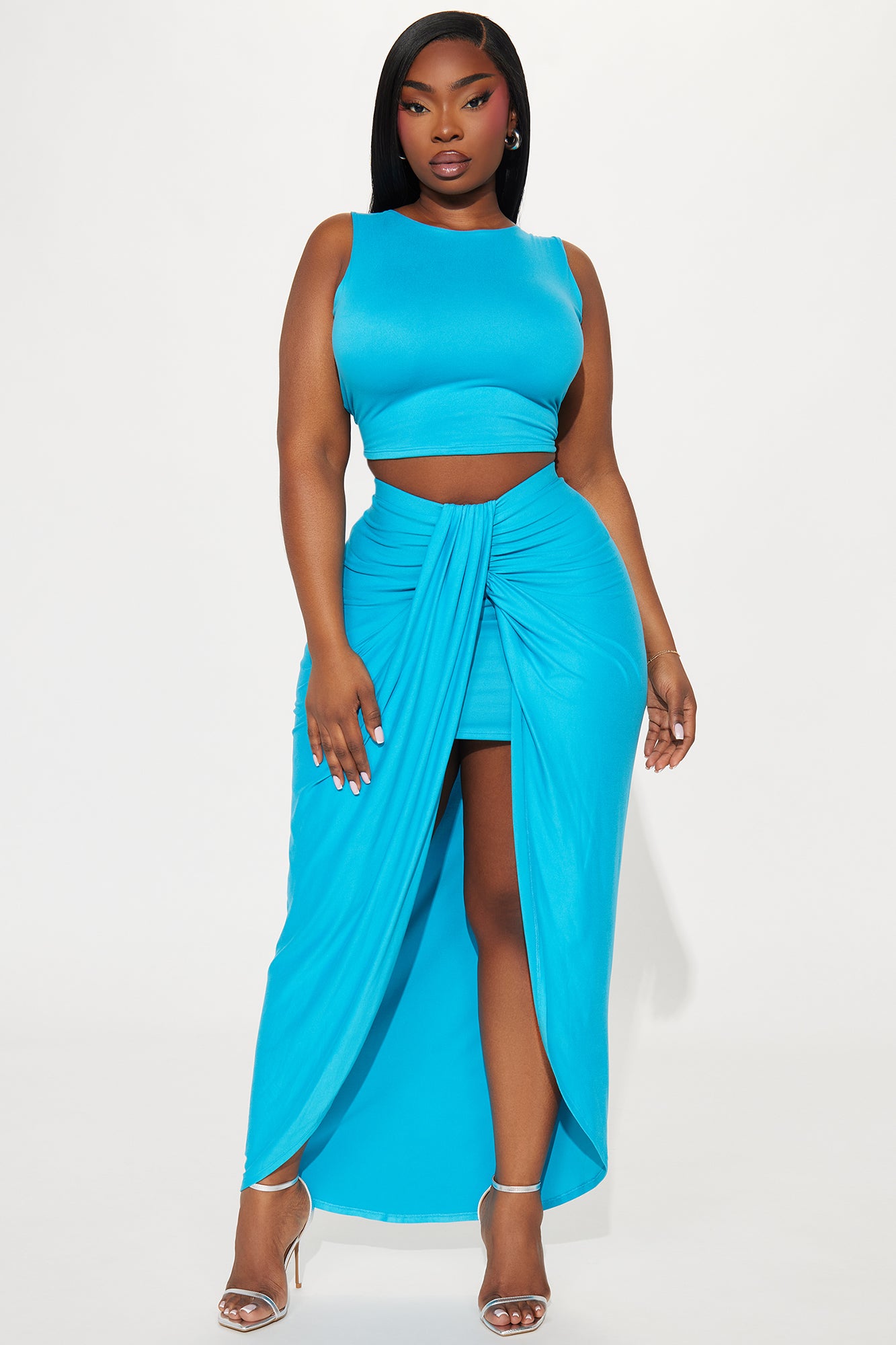 Lanie Maxi Skirt Set - Aqua