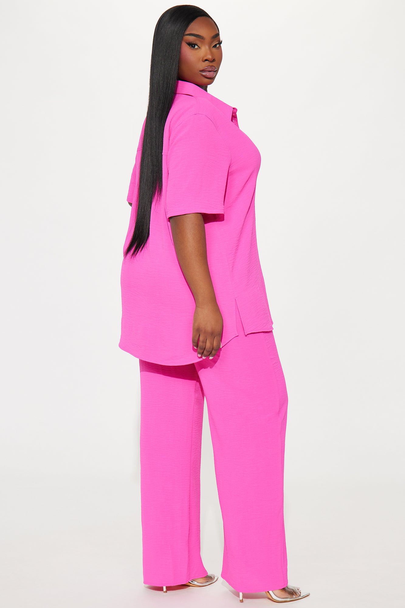 Makenzie Short Sleeve Pant Set - Hot Pink