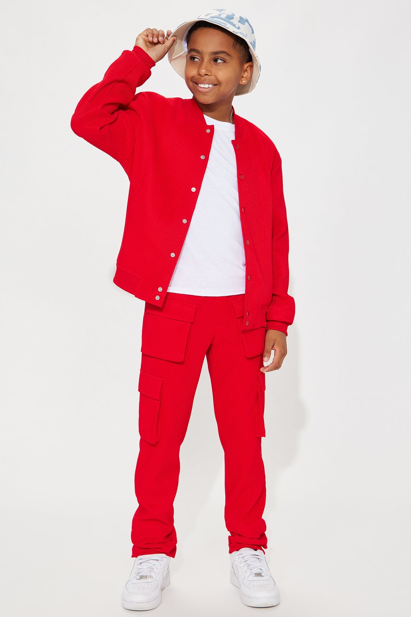 Mini Show Up Snap Cargo Pants - Red