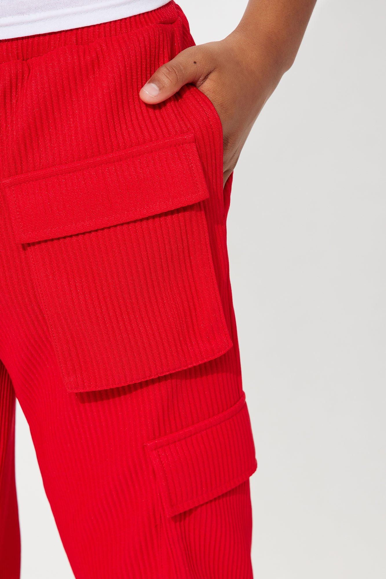 Mini Show Up Snap Cargo Pants - Red