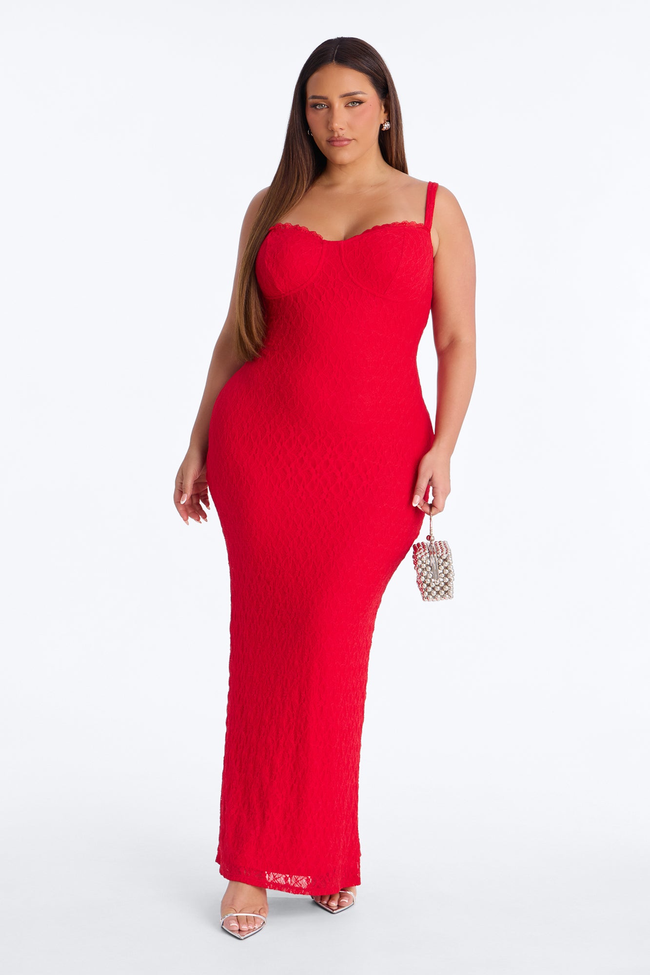 Cleo Lace Maxi Dress - Red