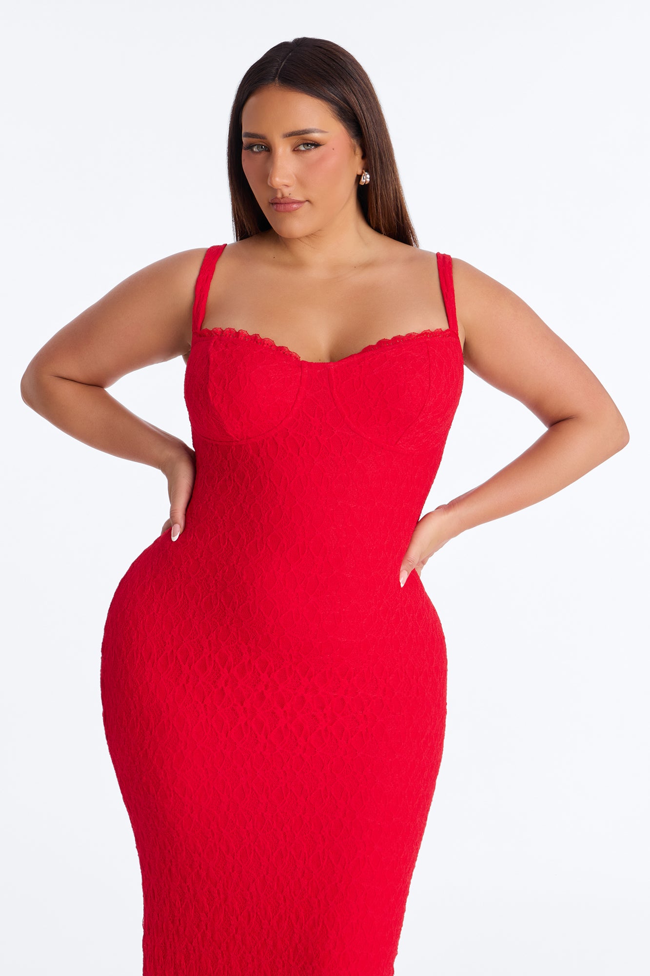 Cleo Lace Maxi Dress - Red