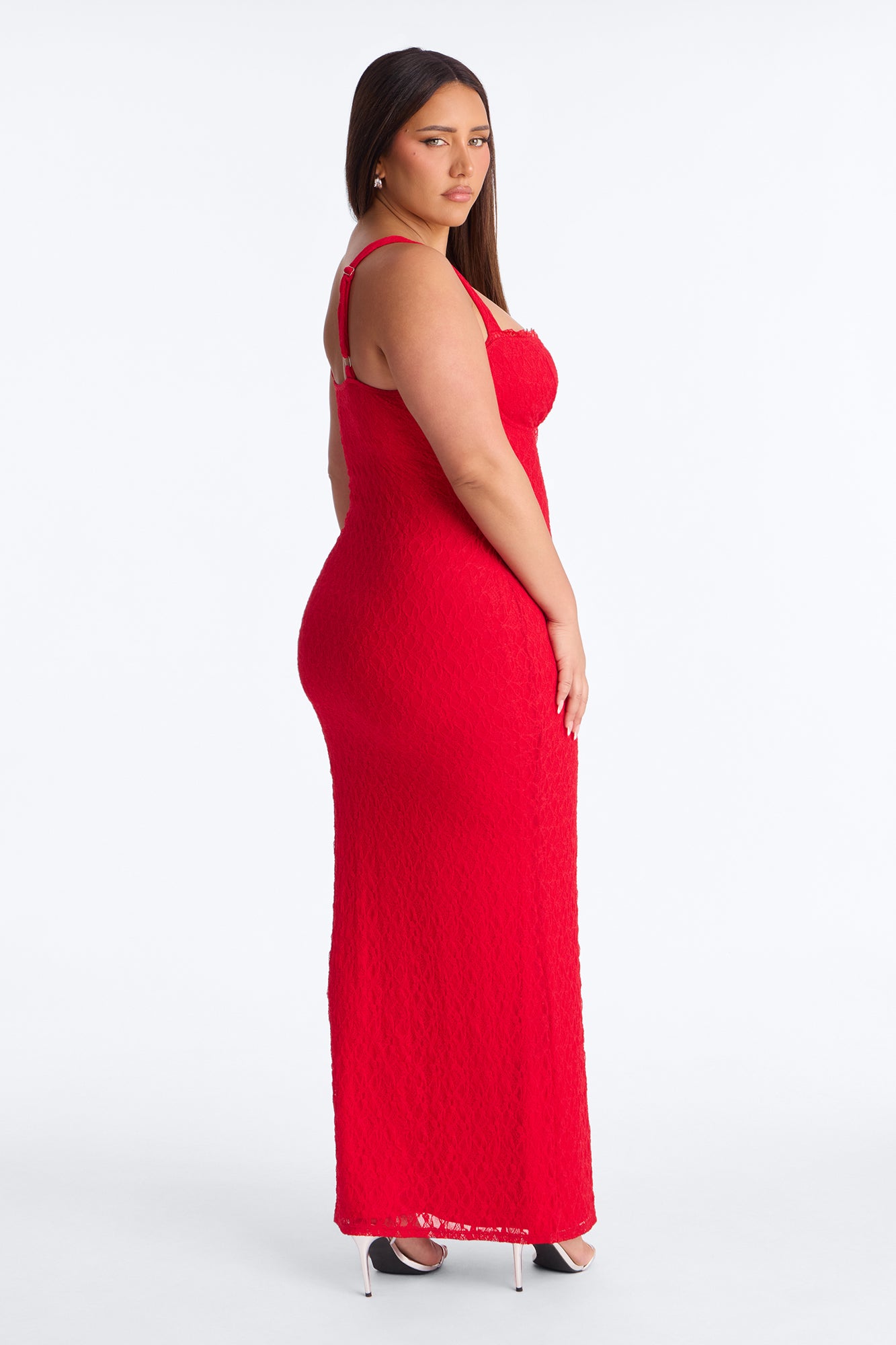 Cleo Lace Maxi Dress - Red