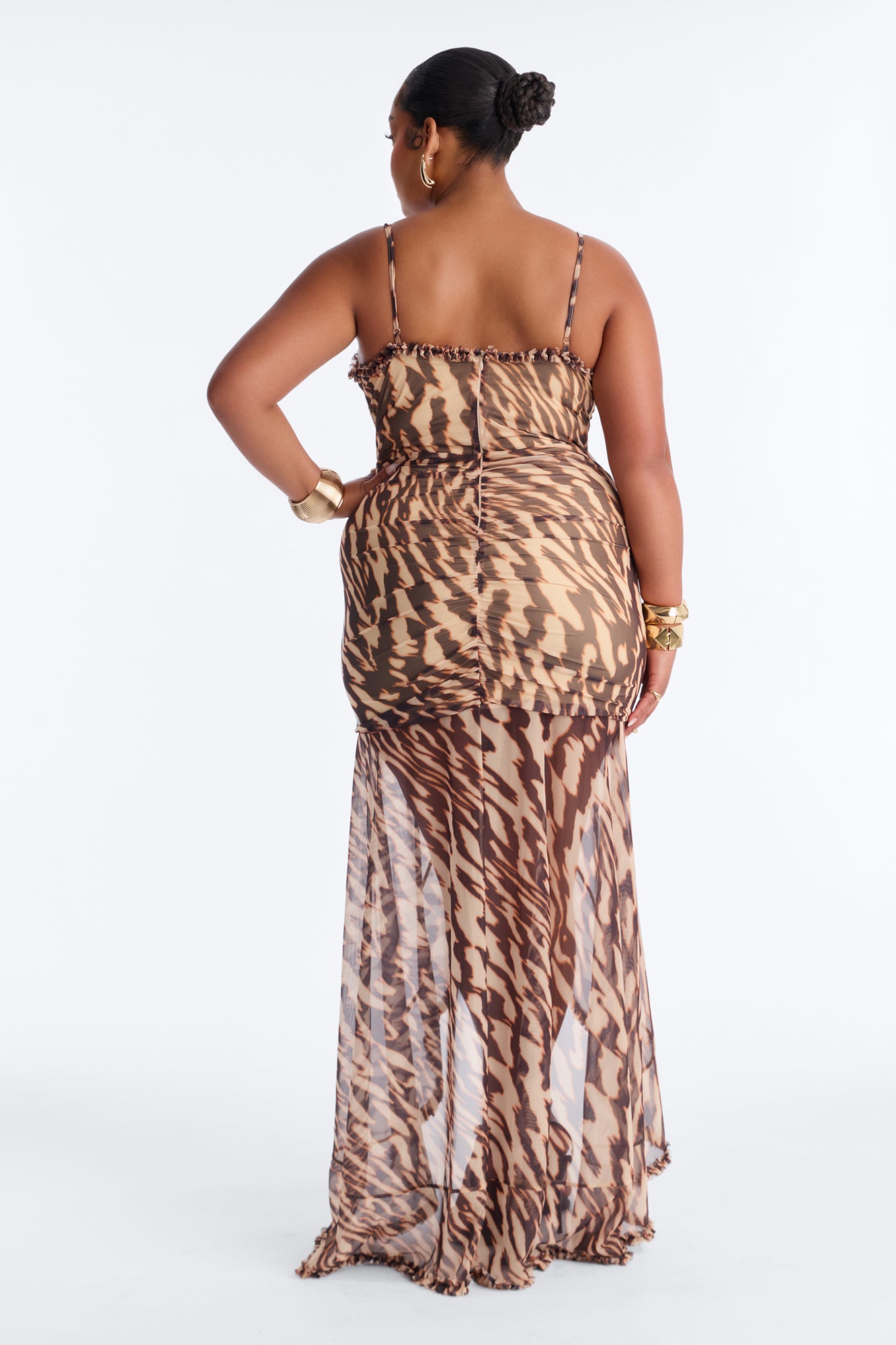 Golden Hour Mesh Maxi Dress - Brown/combo