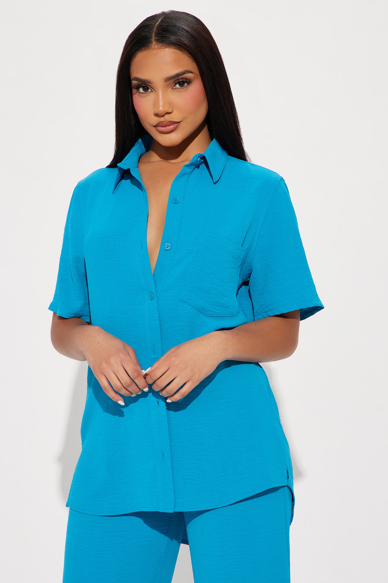 Makenzie Short Sleeve Pant Set - Turquoise