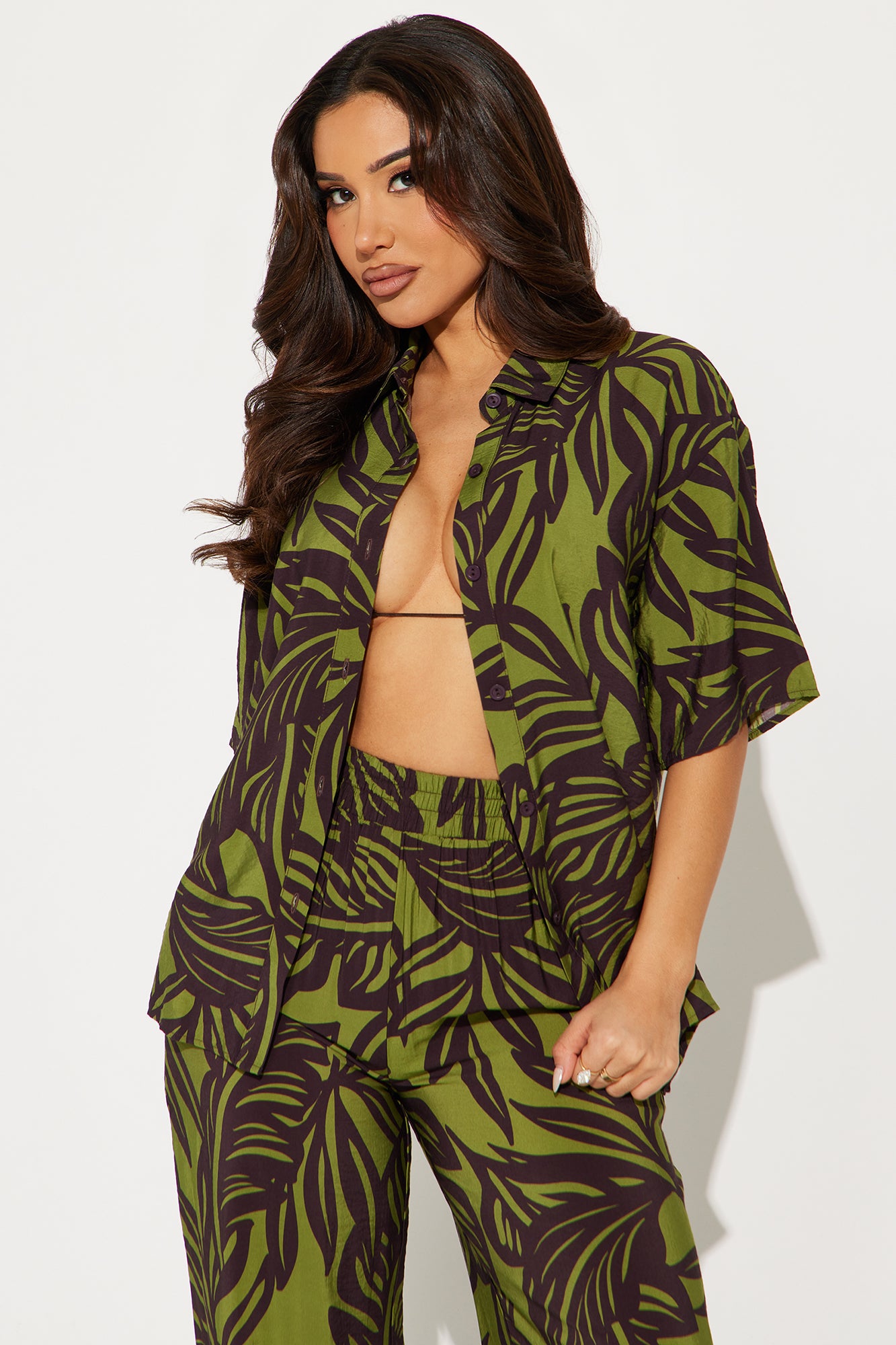 Palm Pant Set - Olive/combo