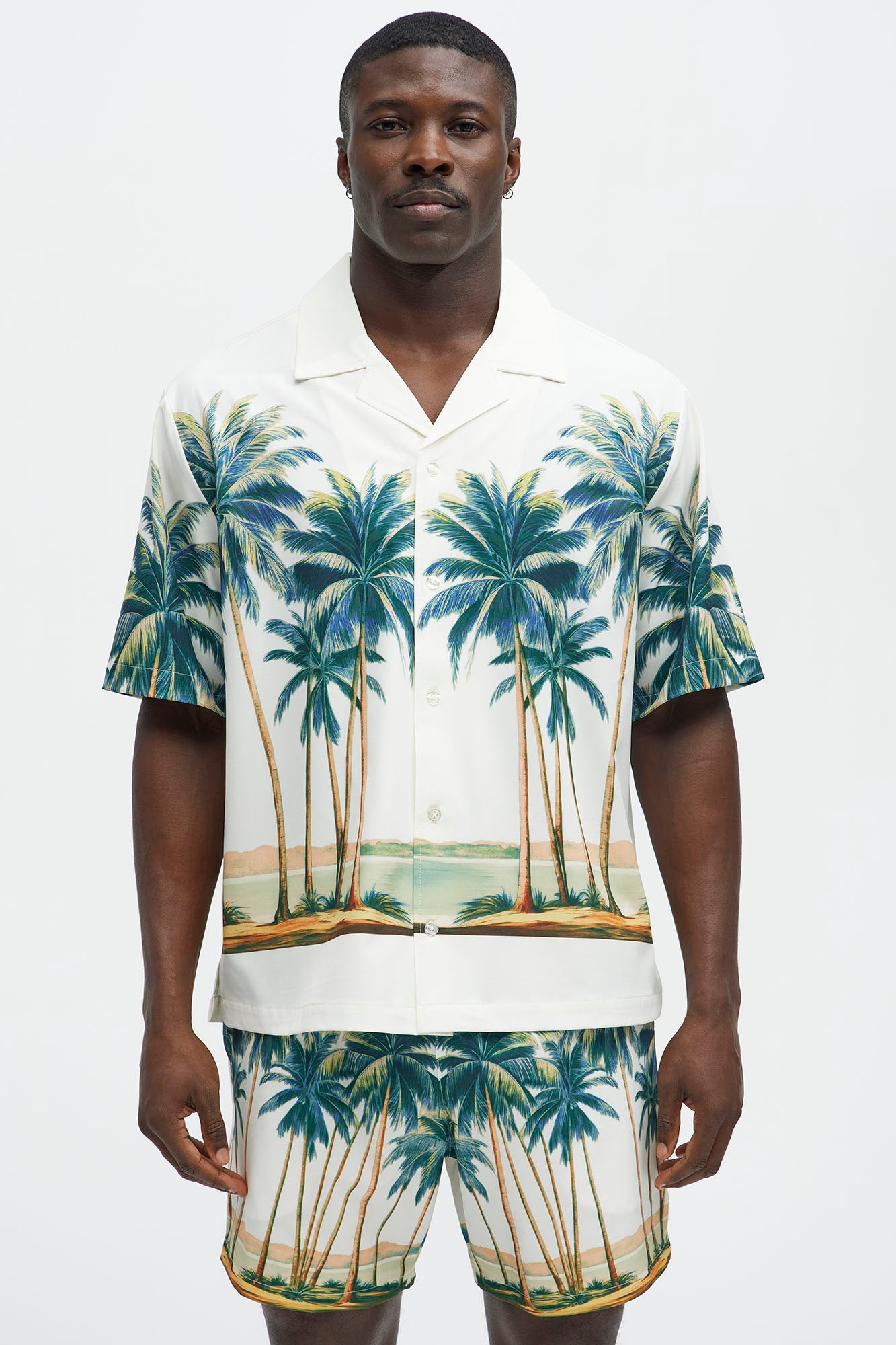 Moulay Palm Printed Cuban Shirt - Cream/combo