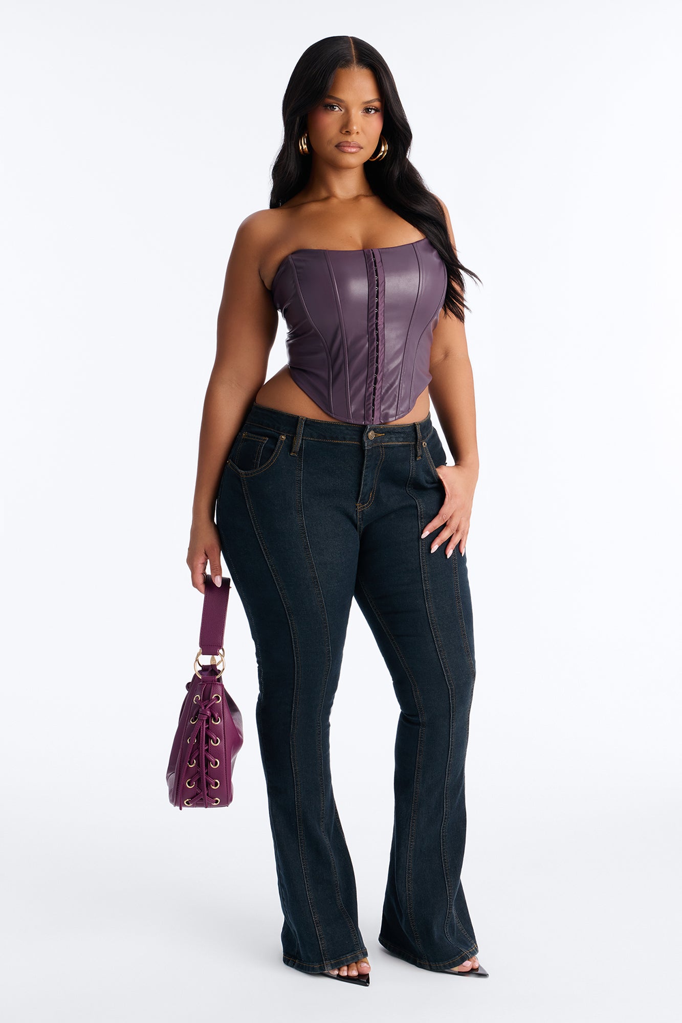Public Property Stretch Flare Leg Jeans - Dark Wash