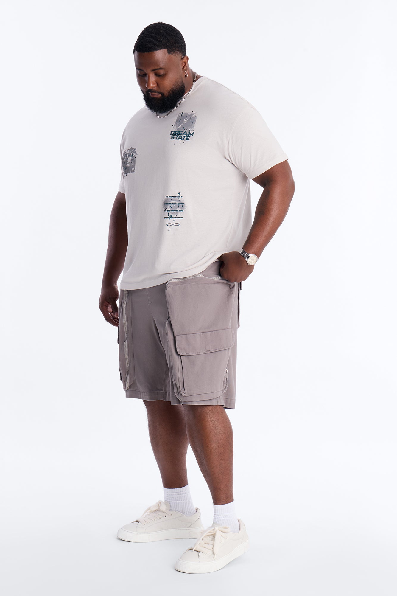 Oversized Maxed Out Utility Pocket Short - Grey