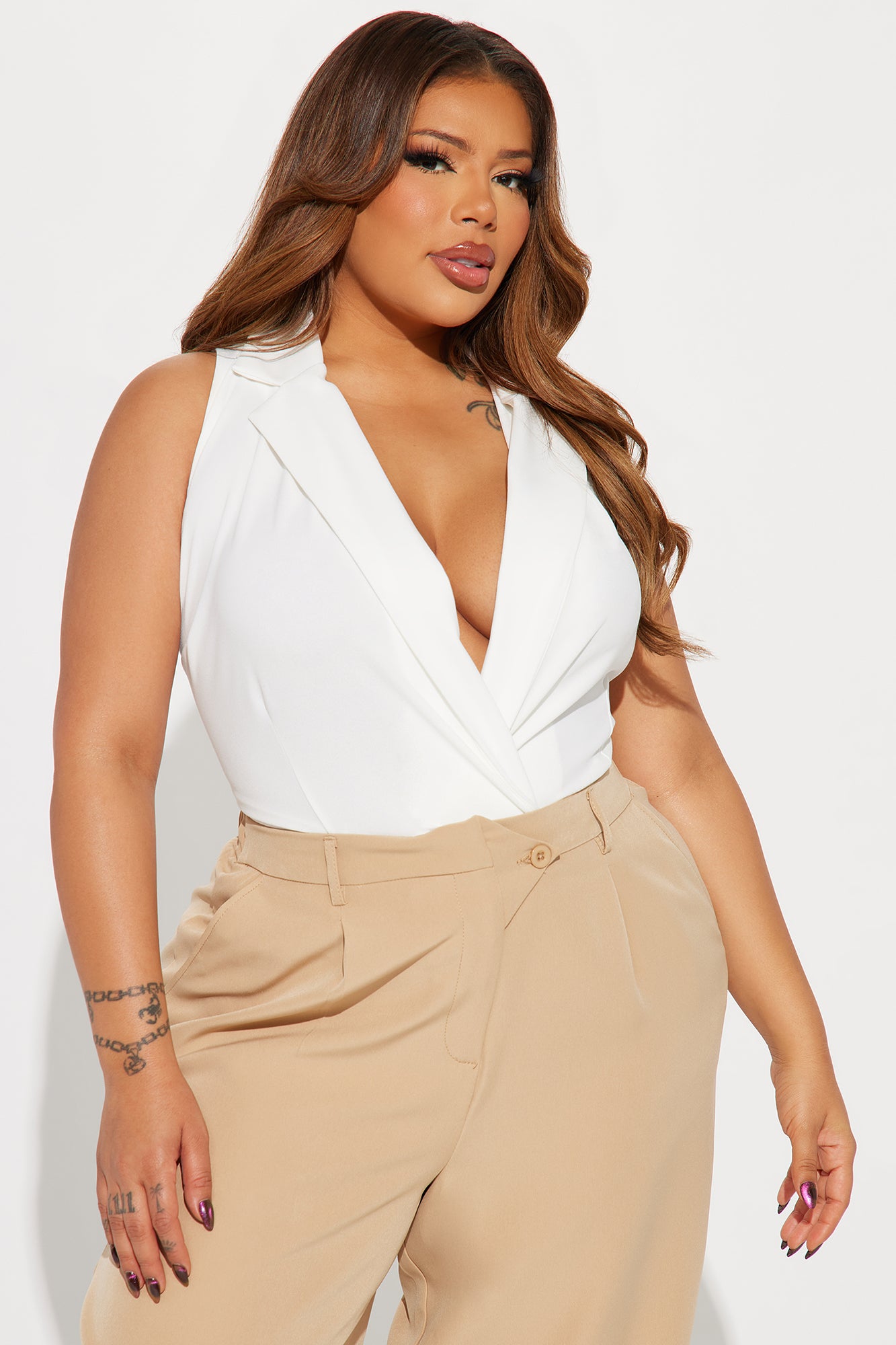 Office Baddie Bodysuit - Ivory