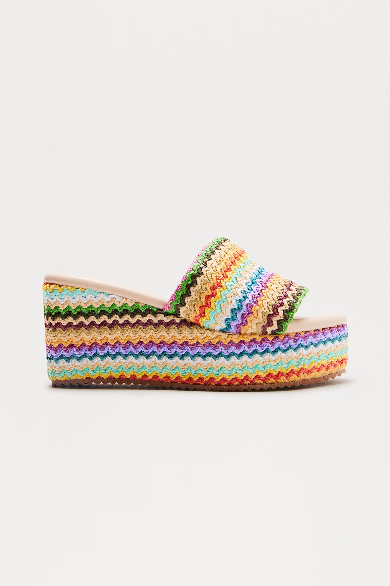 Jozy Raffia Platform Wedges - Multi Color