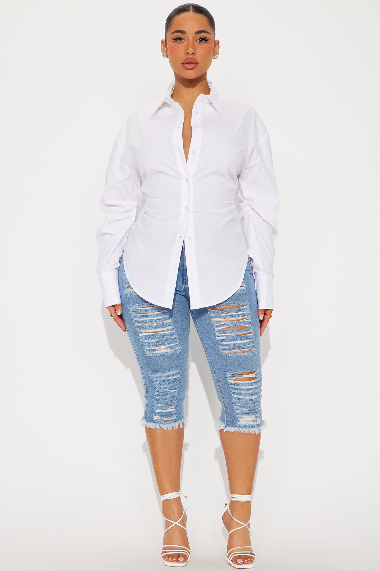 Alaia Poplin Button Up Shirt - White