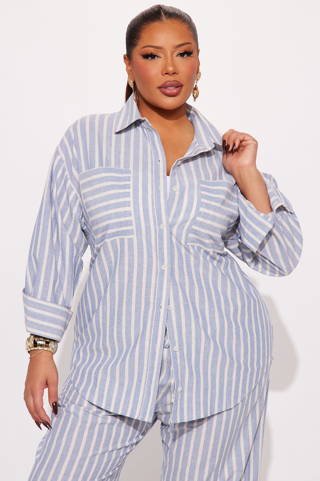Stacey Striped Pant Set - Blue/combo