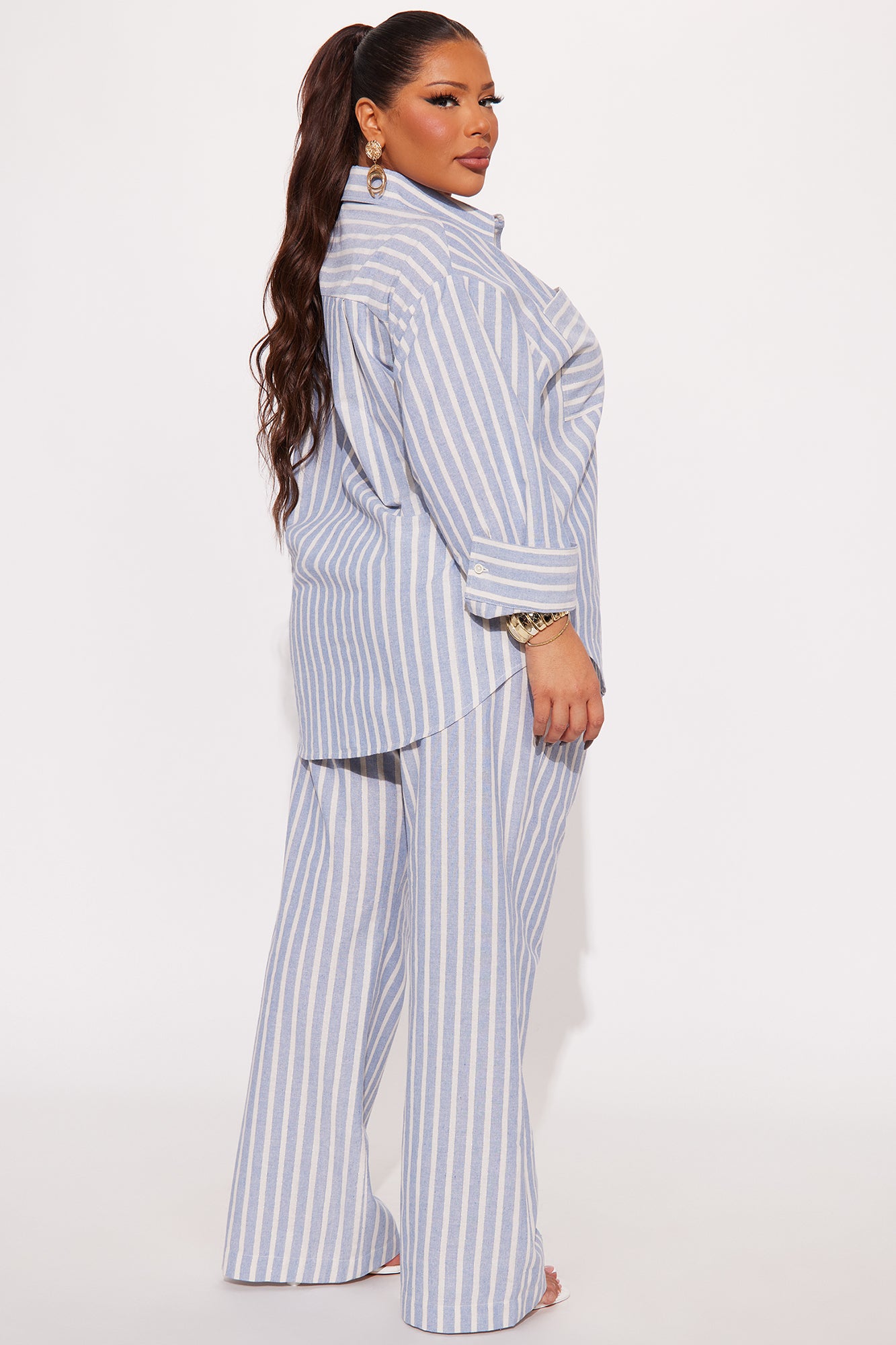 Stacey Striped Pant Set - Blue/combo