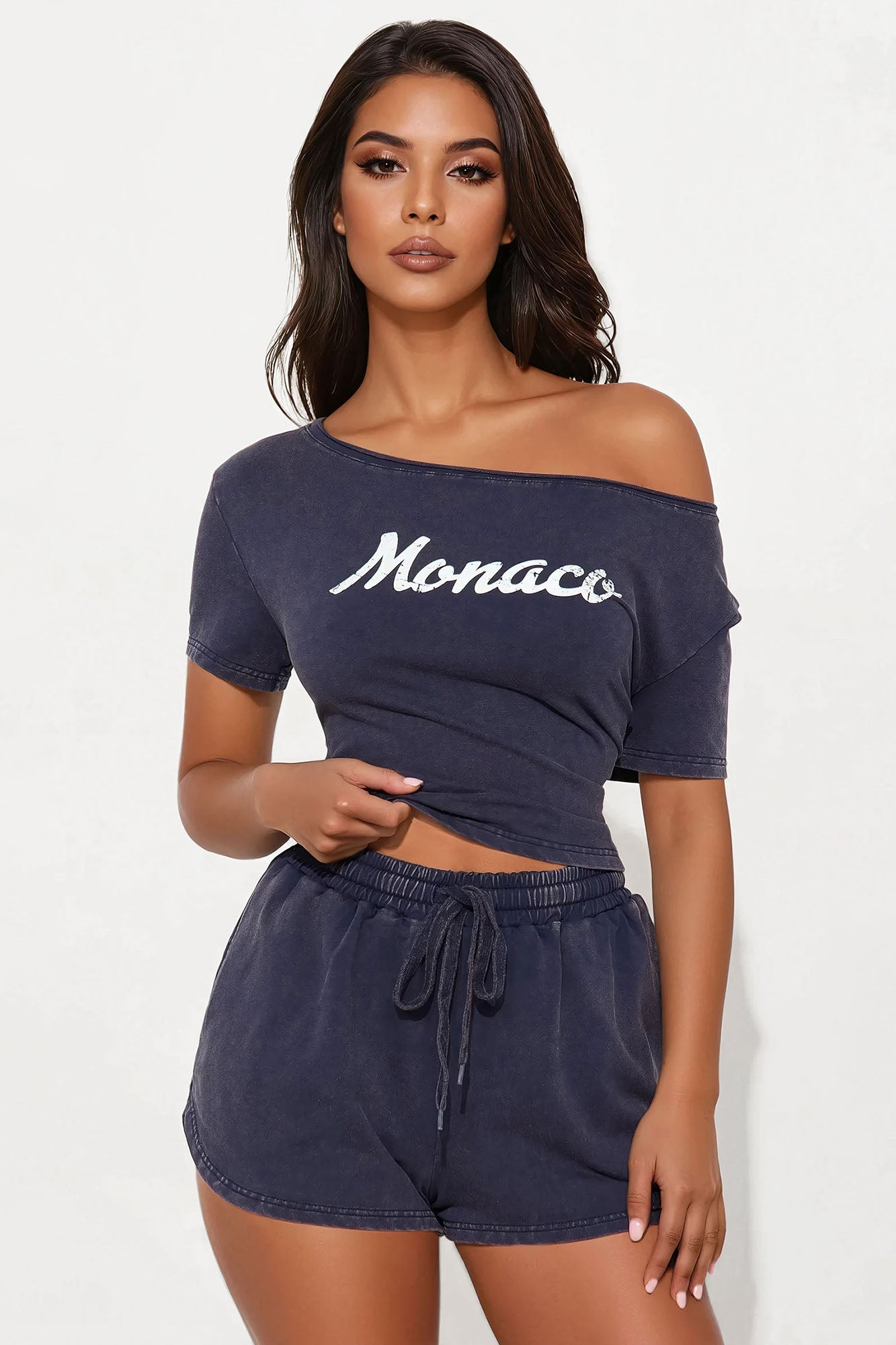 Monaco Club Lounge Short Set - Navy Wash