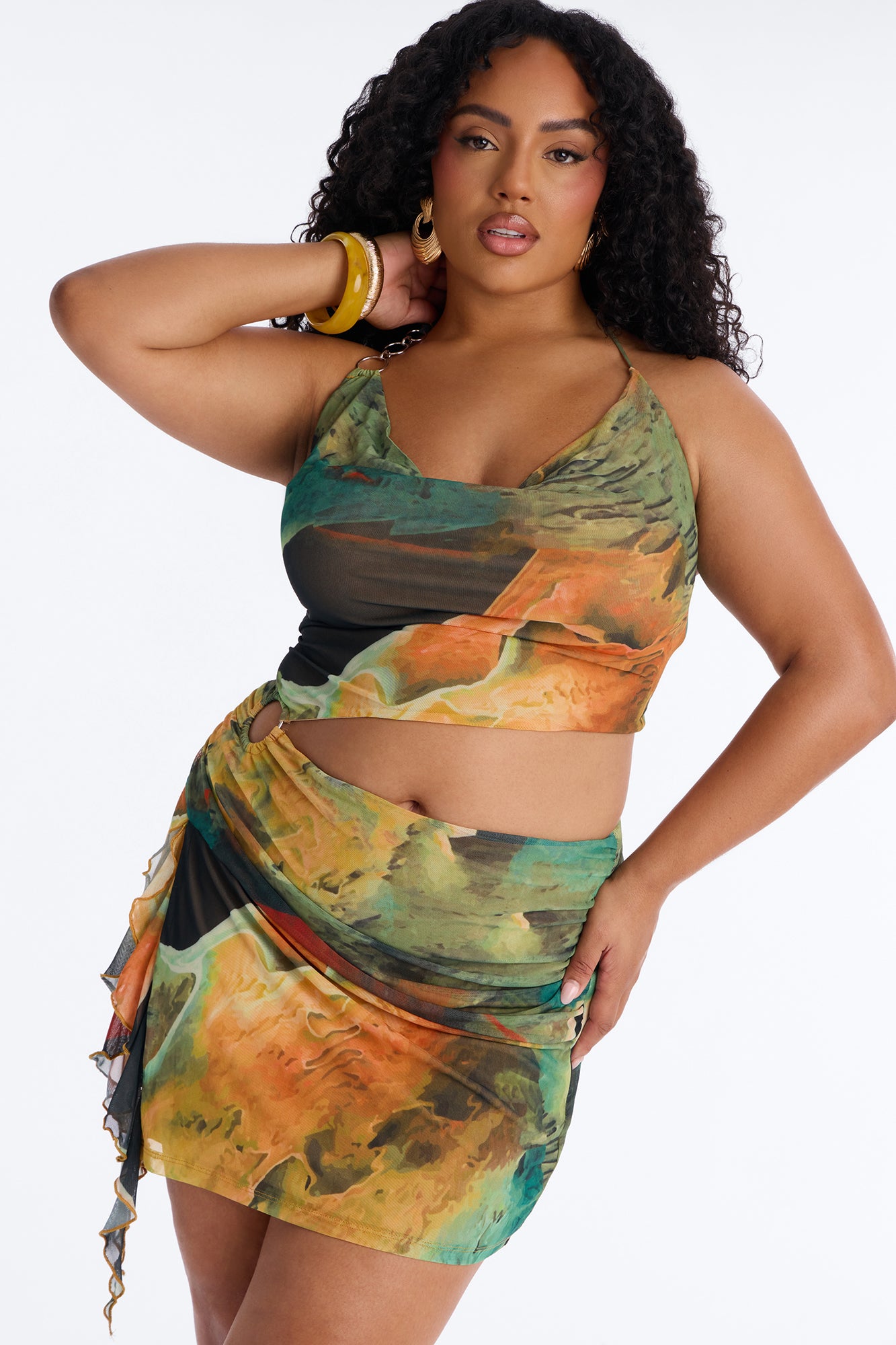 In Your Dreams Mesh Mini Dress - Green/combo