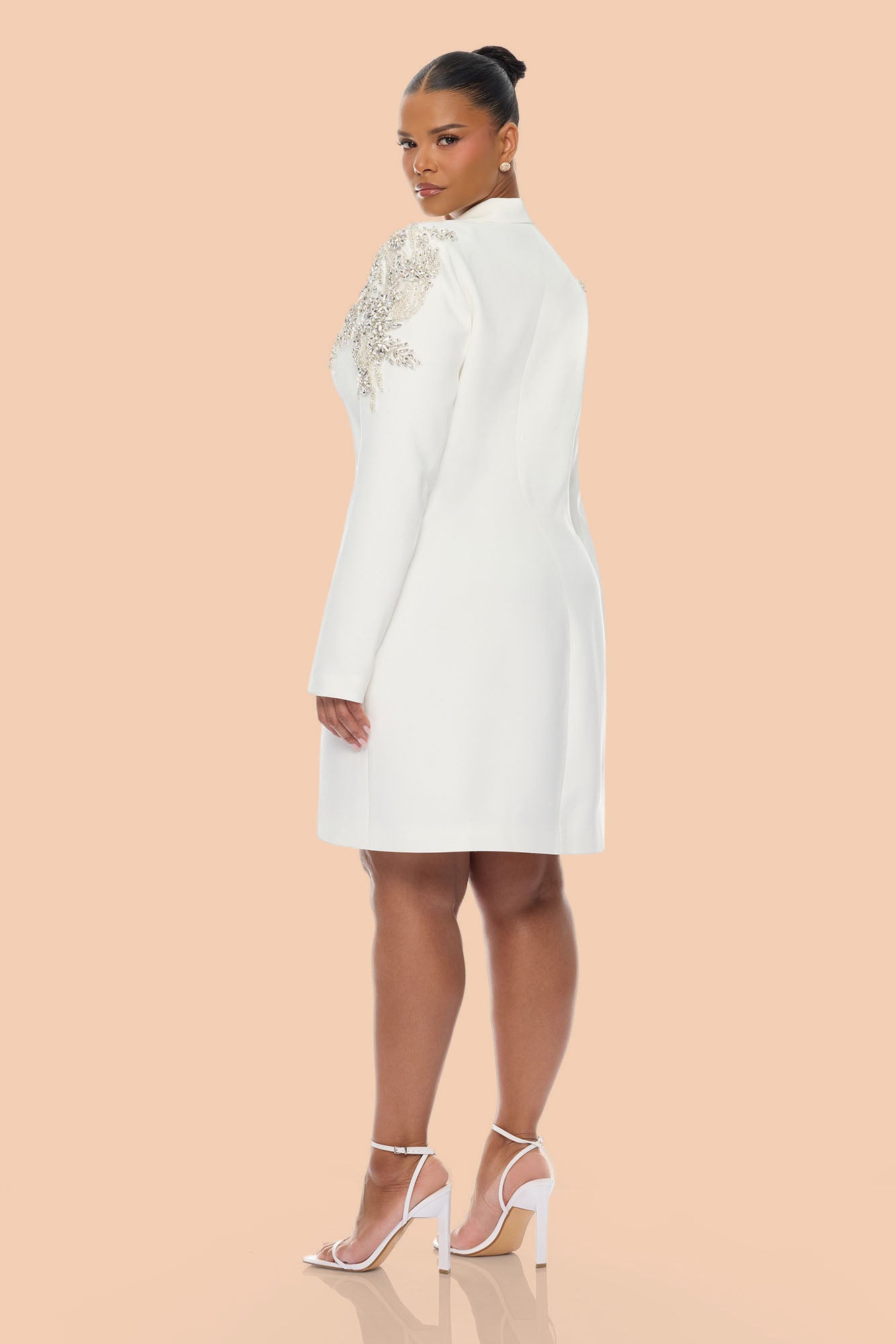 Renae Rhinestone Blazer Mini Dress - Ivory