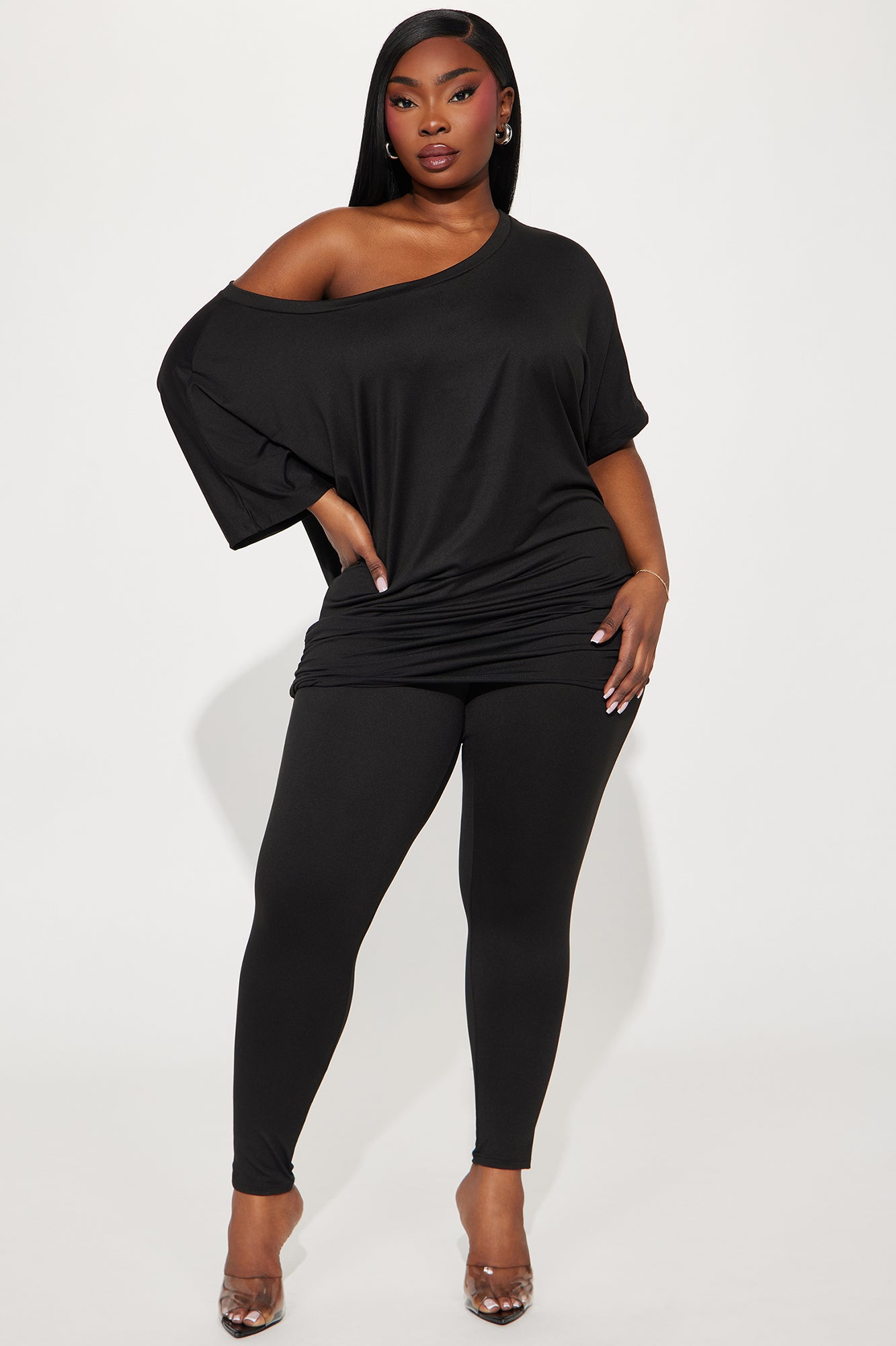 Camila Short Sleeve Legging Set - Black