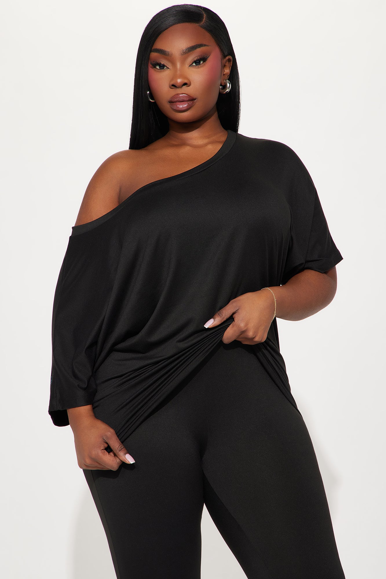 Camila Short Sleeve Legging Set - Black