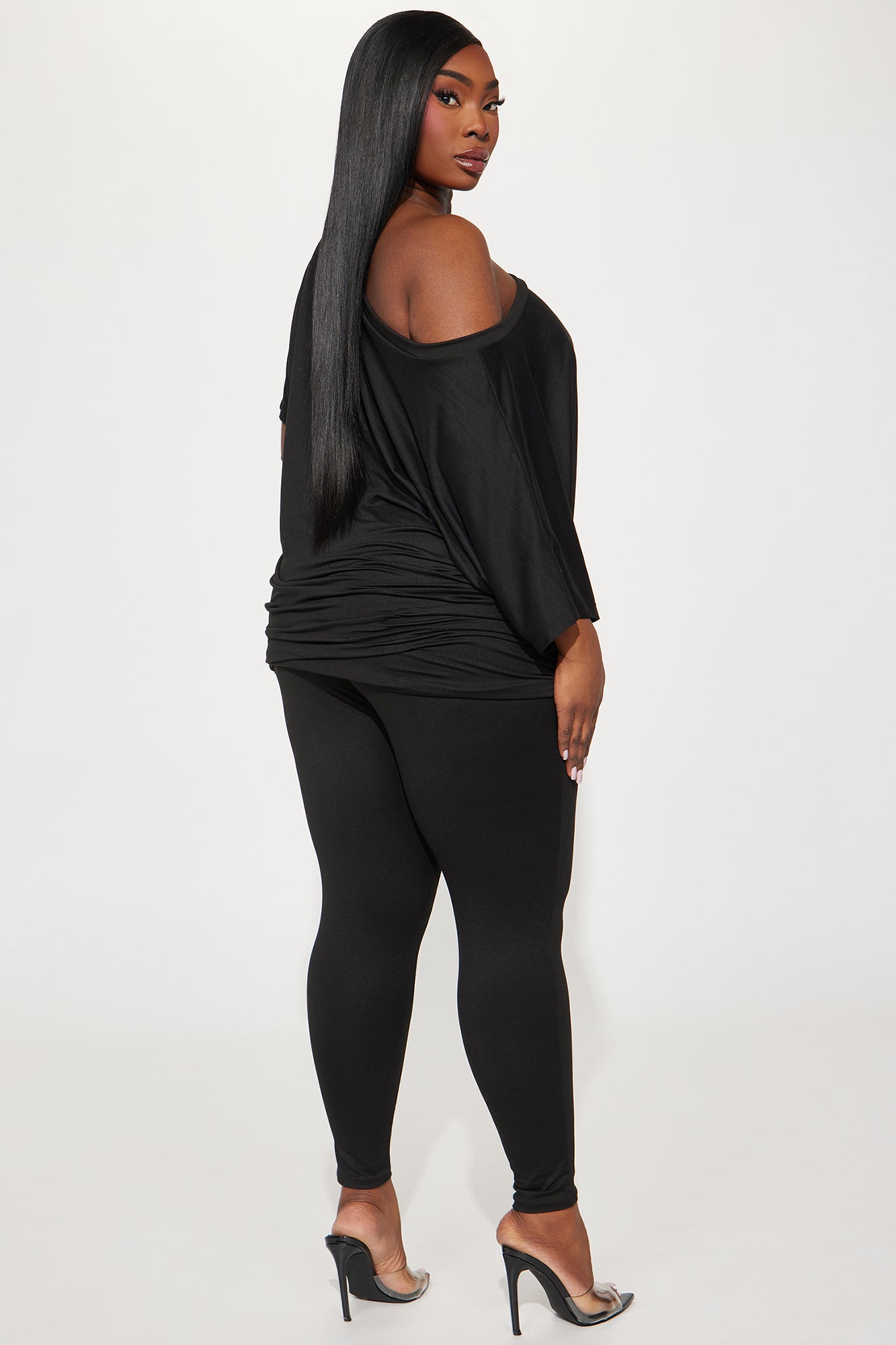 Camila Short Sleeve Legging Set - Black