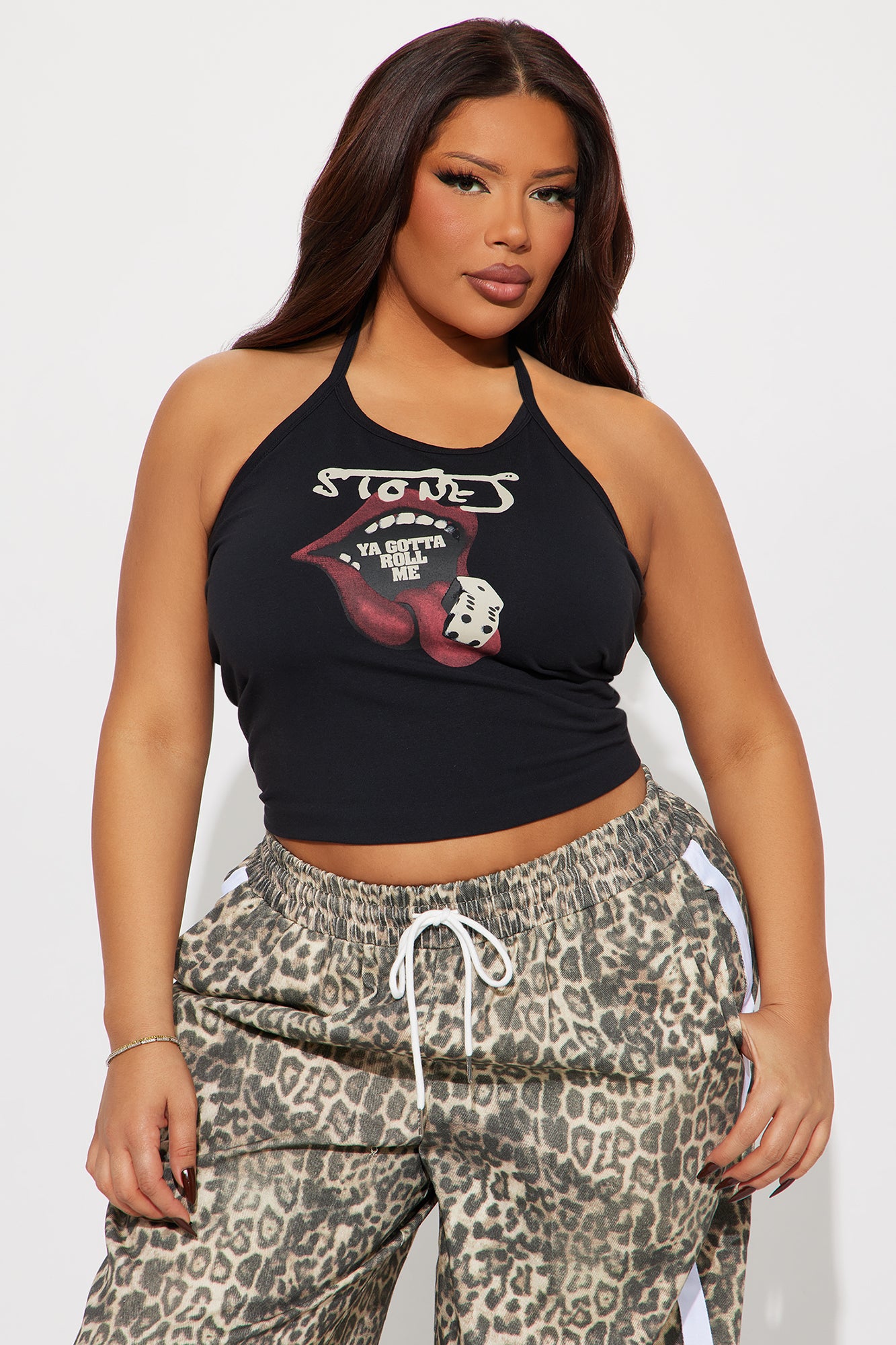 Rolling Stones Dices Halter Top - Black