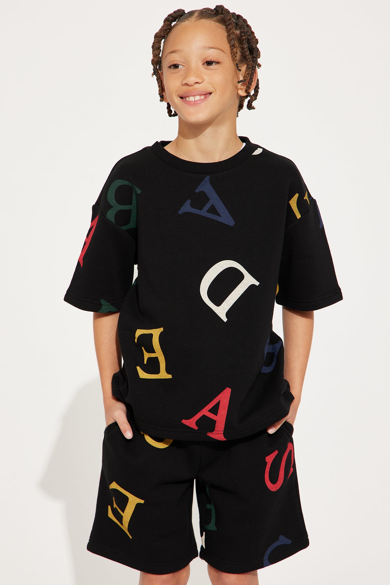 Mini Tyson Letters Oversized Short Sleeve Tee - Black