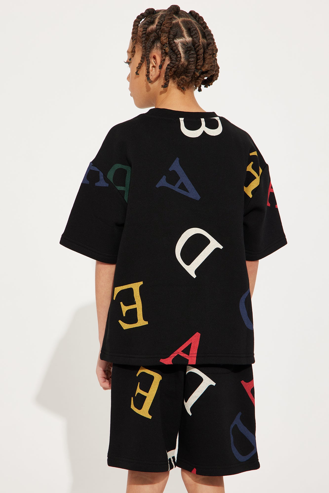 Mini Tyson Letters Oversized Short Sleeve Tee - Black