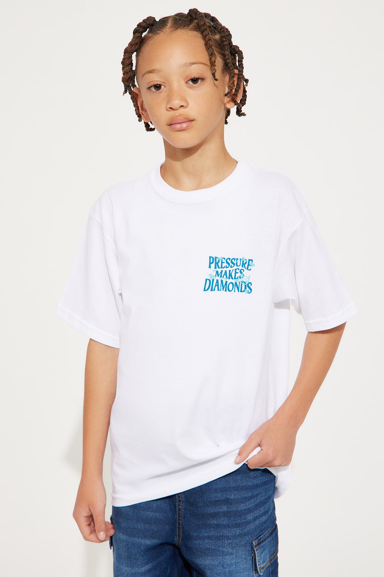 Mini Make Diamonds Front/Back Short Sleeve Tee - White