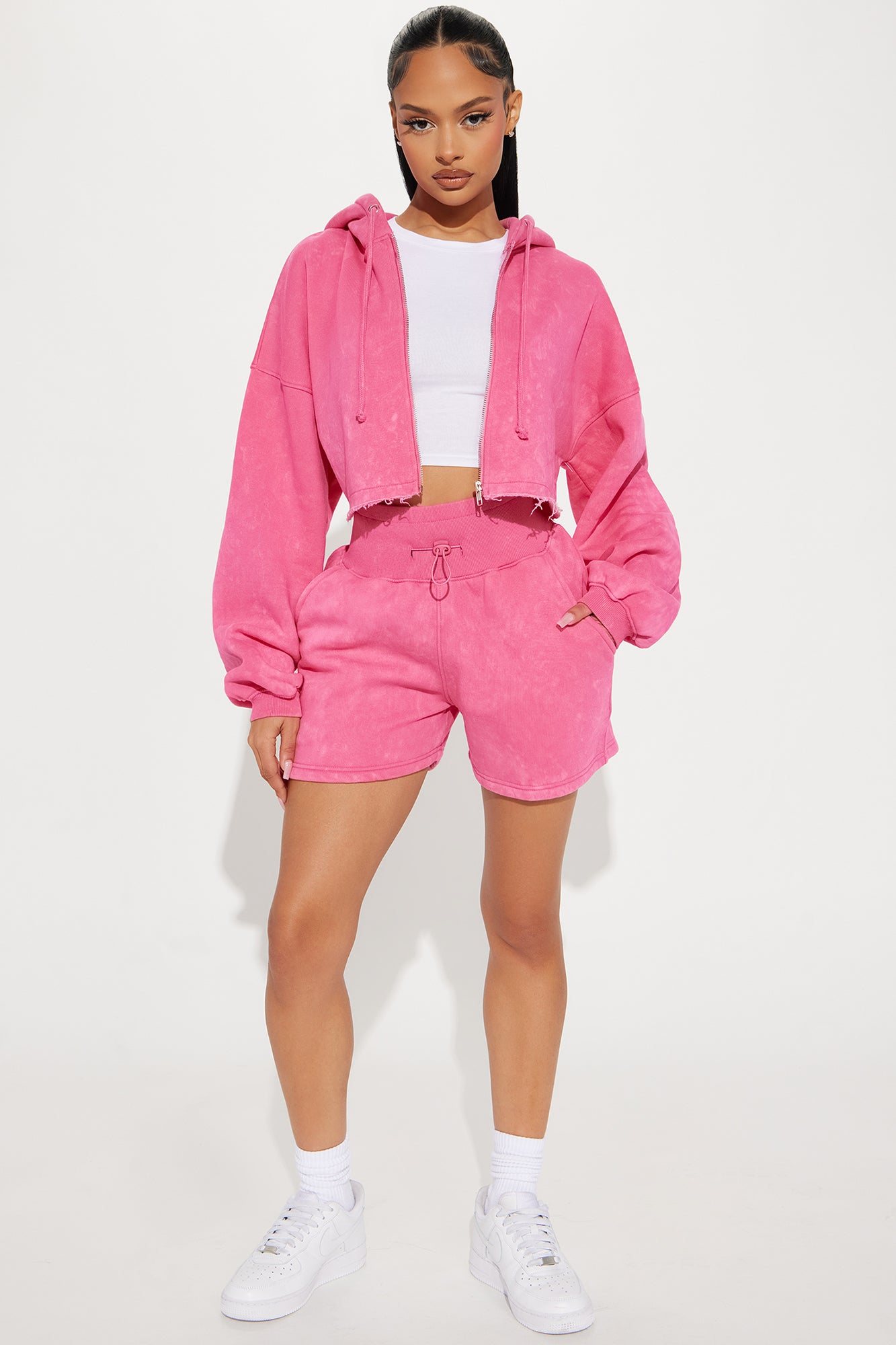 On The Go Fleece Short Set - Pink
