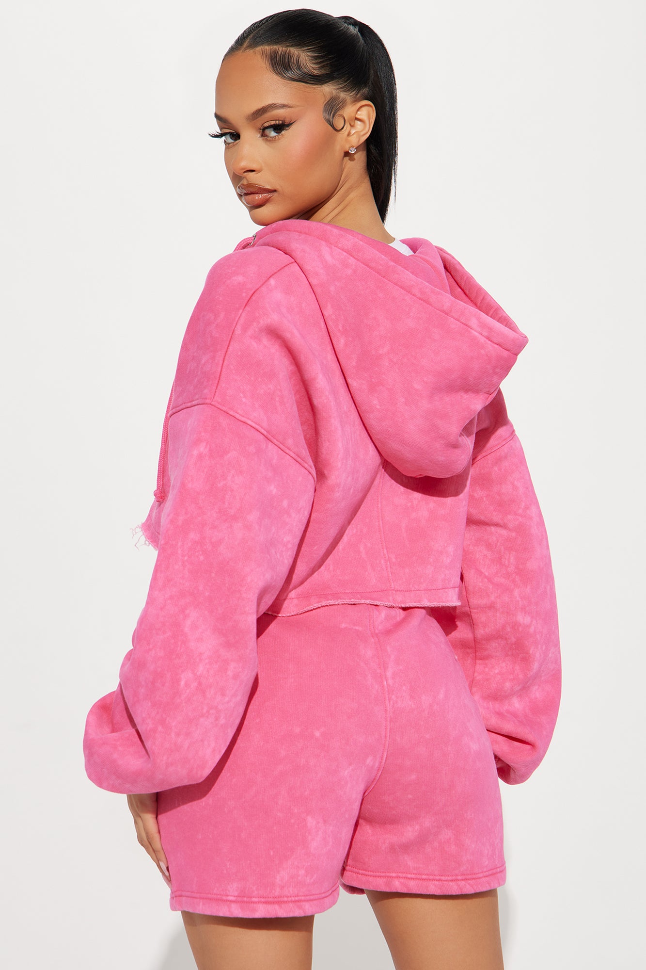 On The Go Fleece Short Set - Pink